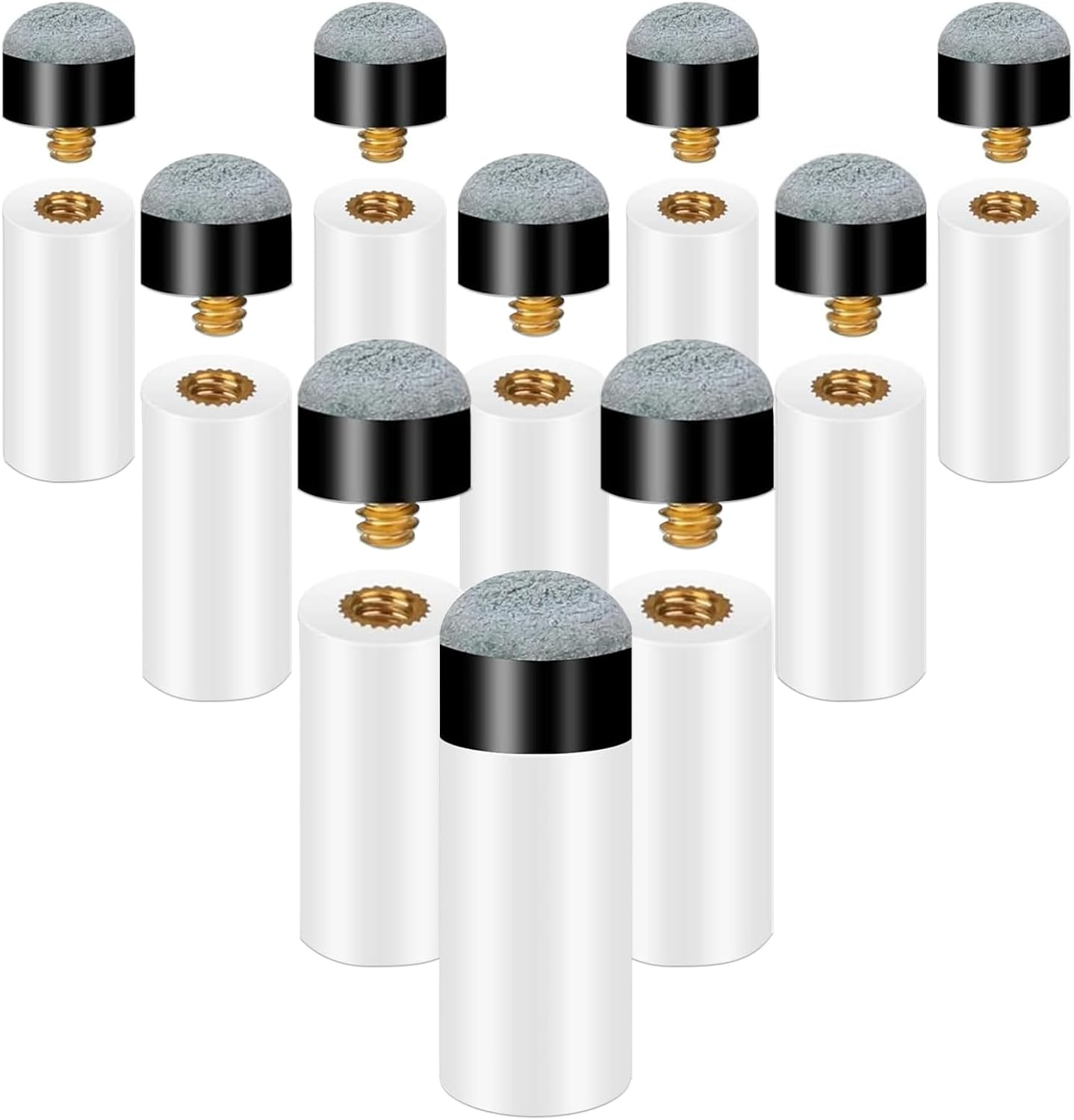 GAIVEK 10 Sets Soft Billiard Cues Tips Replacement with White Pool Cue Stick Ferrules, Screw on Pool Cue Tips Pool Stick Tips Replacement Parts Stick Repair Tool Set, 12Mm (Grey) image number 5