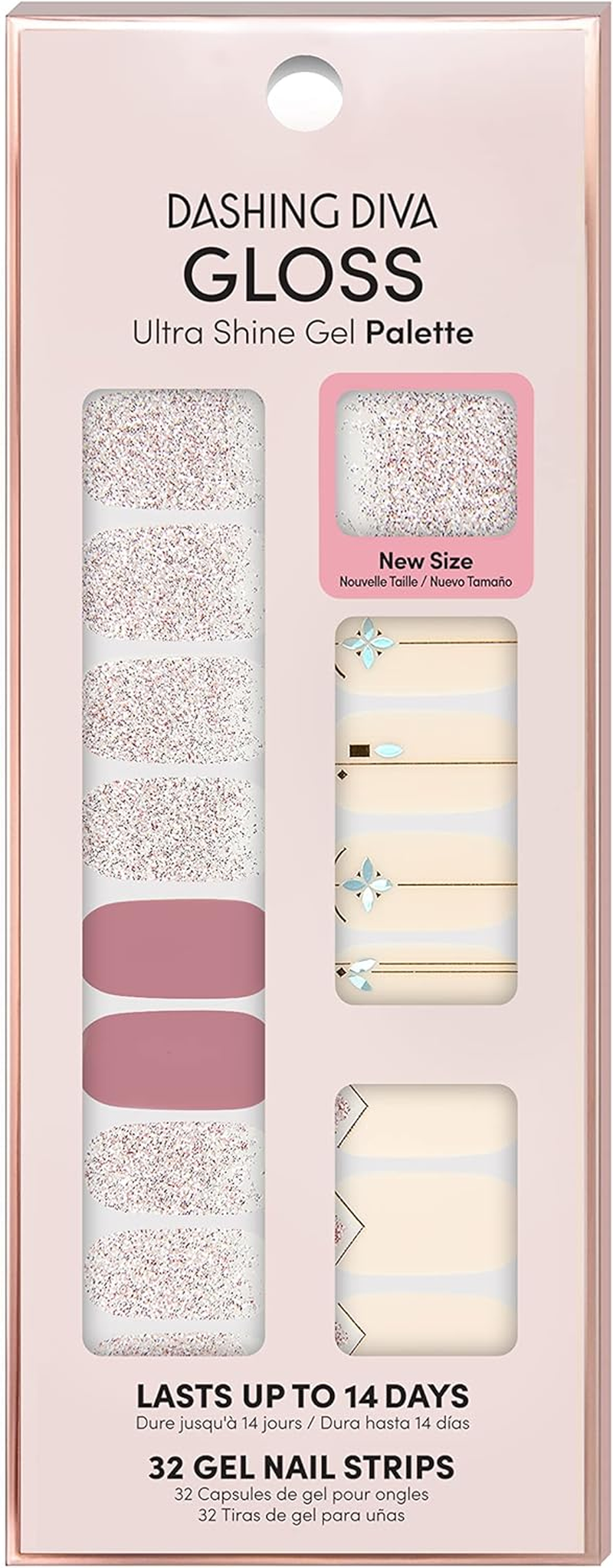Dashing Diva Gloss Nail Strips - Wild Flower | UV Free, Long Lasting, Floral Nail Stickers with Pink Accent Nails | Contains 32 Nail Wraps, 1 Prep Pad, 1 Nail File