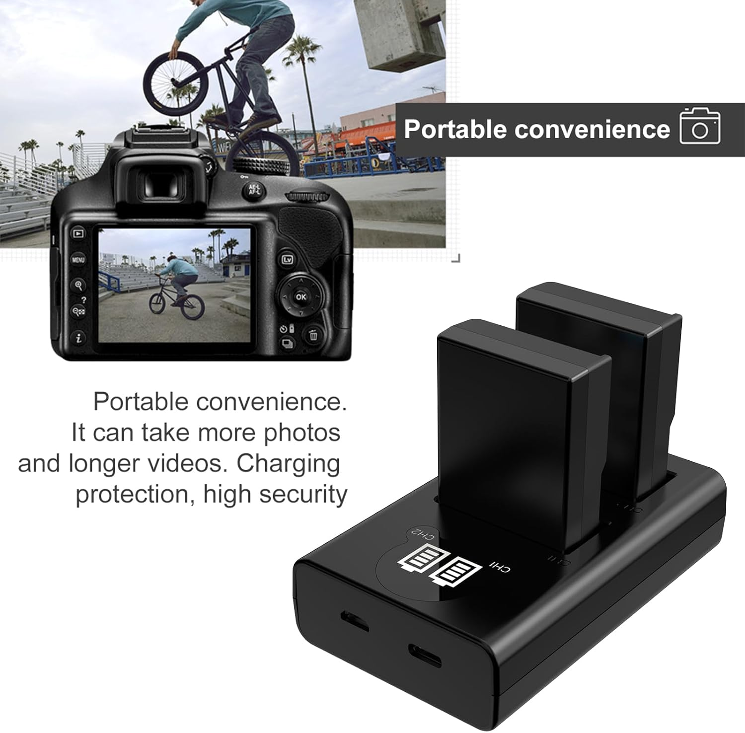 EN-EL9 EN-EL9A Battery (2 Pack) and Dual USB Charger Kit for Nikon EN-EL9 EN-EL9A Nikon D40 D40X D40X D60 D5000 D3000