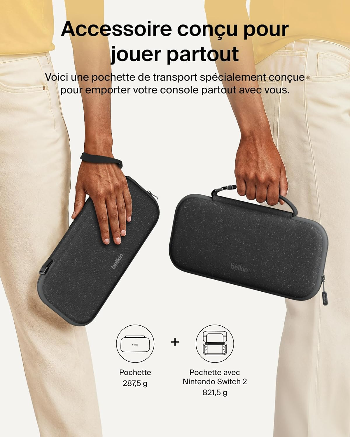 Belkin Gaming Nintendo Switch 2 Tasche Mit F&auml;chern F&uuml;r Airtag Und Game-Karten &ndash; Leichtes Hartschalen-Case Mit Weichem Futter F&uuml;r Reisen, Gaming Reisezubeh&ouml;r &ndash; Anthrazit