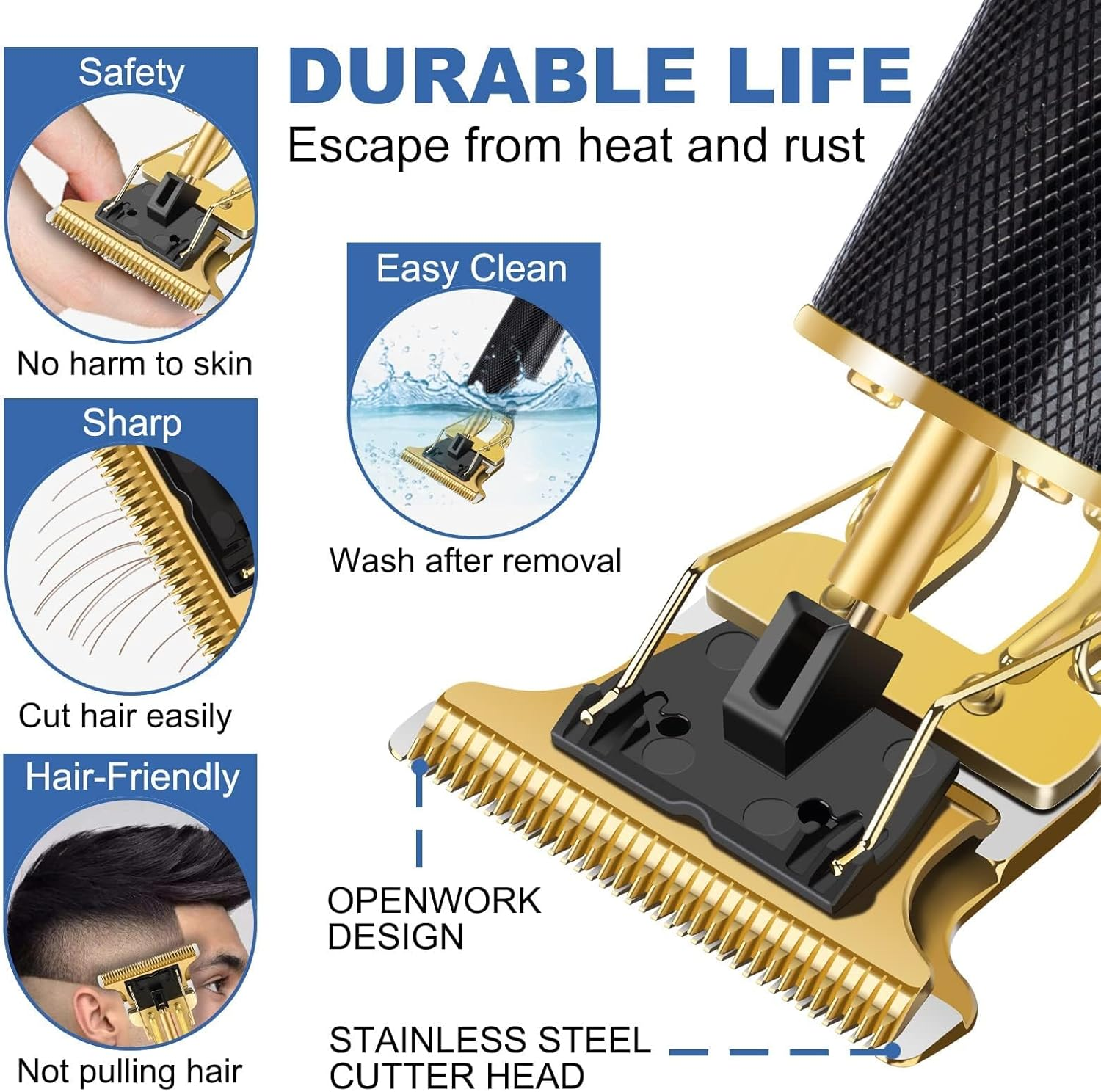 YOGINGO Professional Hair Trimmer for Men, Beard Trimmer Hair Clippers for Men, Cordless Rechargeable Hair Trimmer Metal Body Cutting Grooming Kit,Beard Shaver Barbershop image number 4