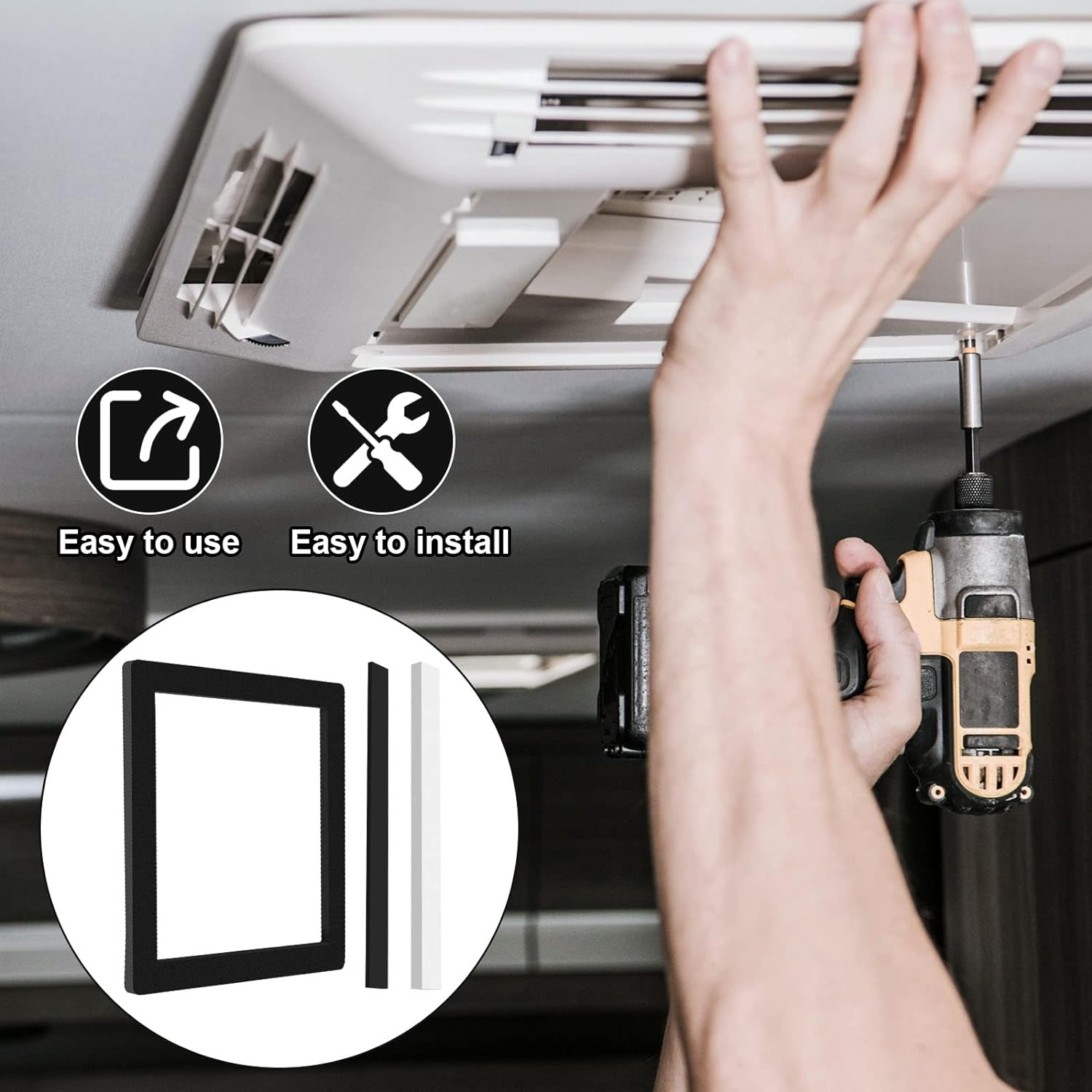 BBTO 2 Set 14 Inch Rv Camper Roof A/C Gasket Kit Air Conditioner Seal Repair Replacement Self Adhesive Picture Frame Gasket and Waterproof Compression Self Adhesive Leveling Pads image number 1