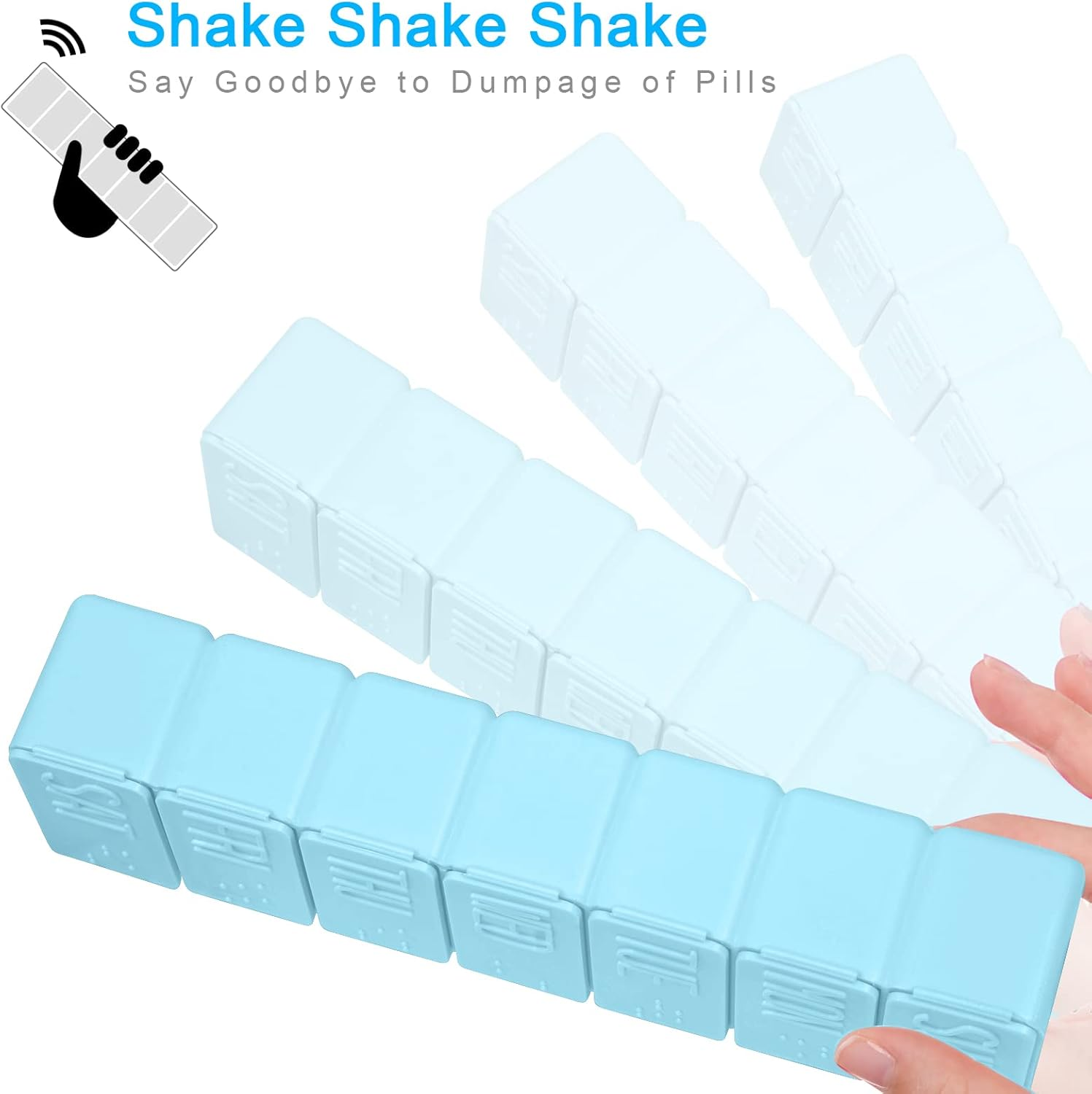 Pill Organizer-Pill Boxes for Travel, 7 Day with Braille Pill Case Vitamins Fish Oil Supplements, Medication Organizer Dispenser for Fish Oils, Vitamin Holder Supplement (Sky Blue) image number 5