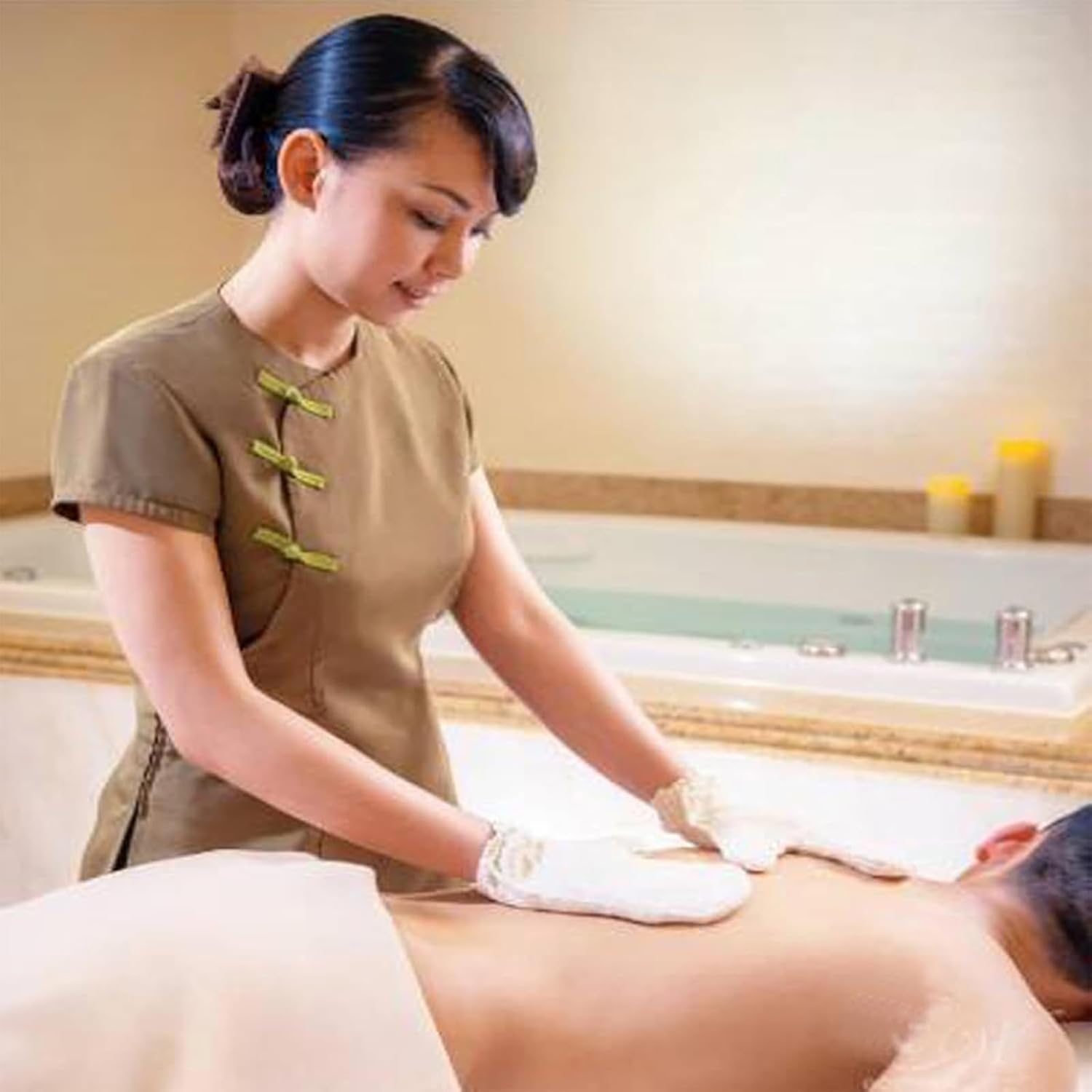 Garshana Gloves Raw Silk Massage Gloves Ayurvedic Massage, Ayurvedic Dry Brushing Gloves, Silk Gloves for Dry Brushing, 100% Raw Silk Garshana Gloves with Elastic Wrist Bands (1 Pair) image number 1