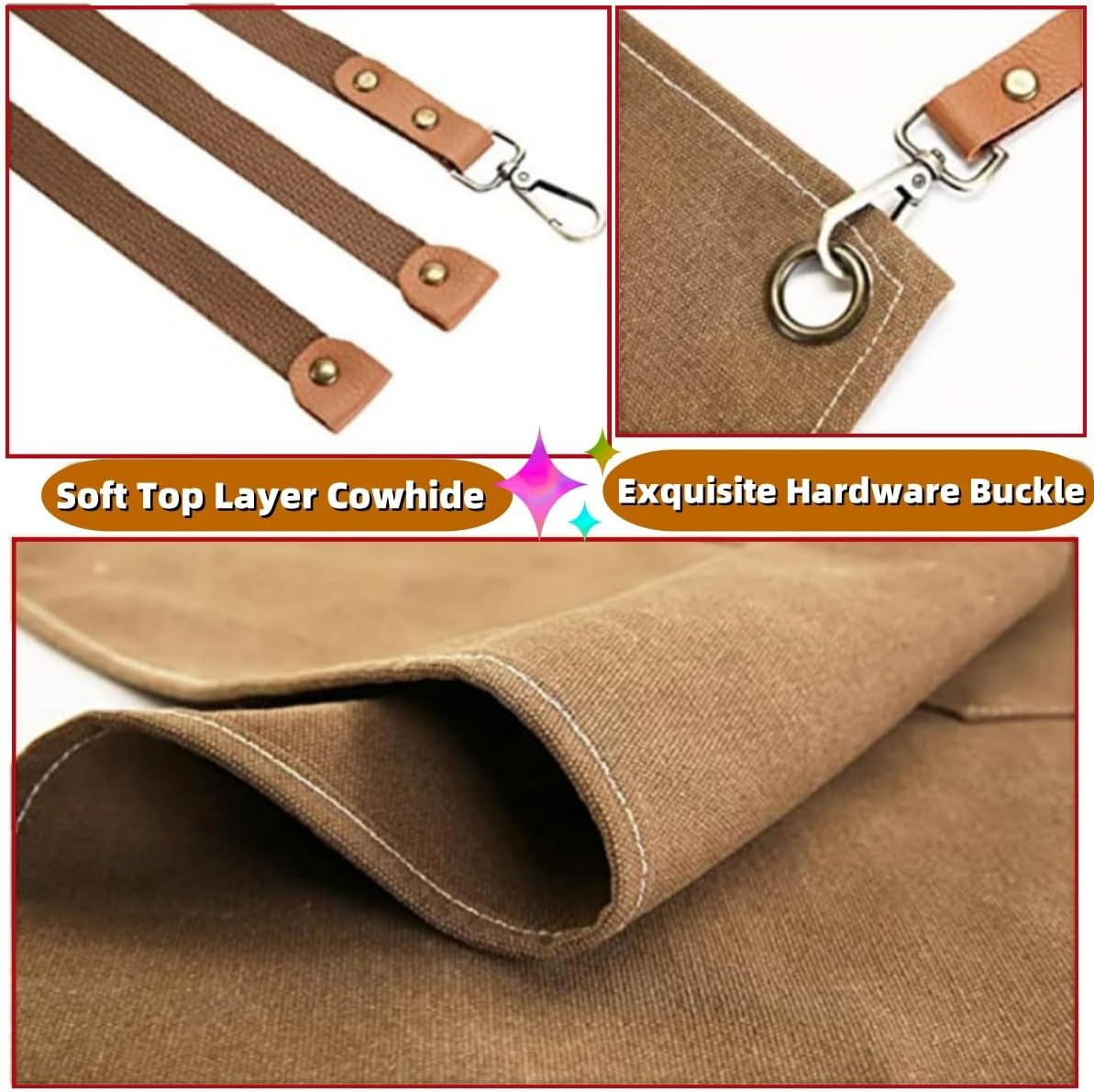 KLHCDUO Thickened Canvas Apron, Adjustable Chef'S Apron with 3 Pockets, for Men and Women, Carpentry, Paint Work Aprons, Apron Overalls, Coffee Shop Workers Dressing up Hair Salons image number 4