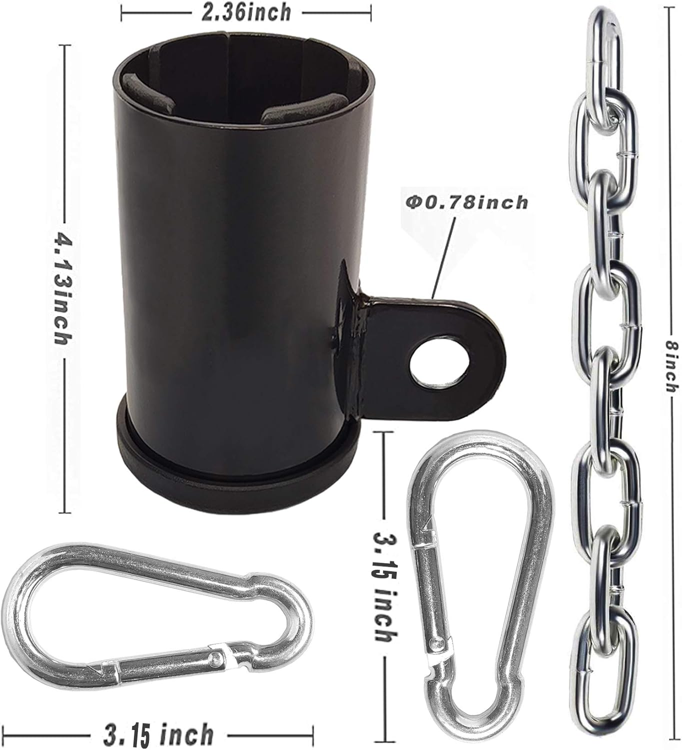 Favuit T-Bar Row Platform 27" Tricep Rope Pull Down-Landmine Eyelet Attachment with Chain Fits 2" Olympic Bar Heavy Duty Coated Nylon Rope with Solid Rubber Ends for Home Gym image number 4