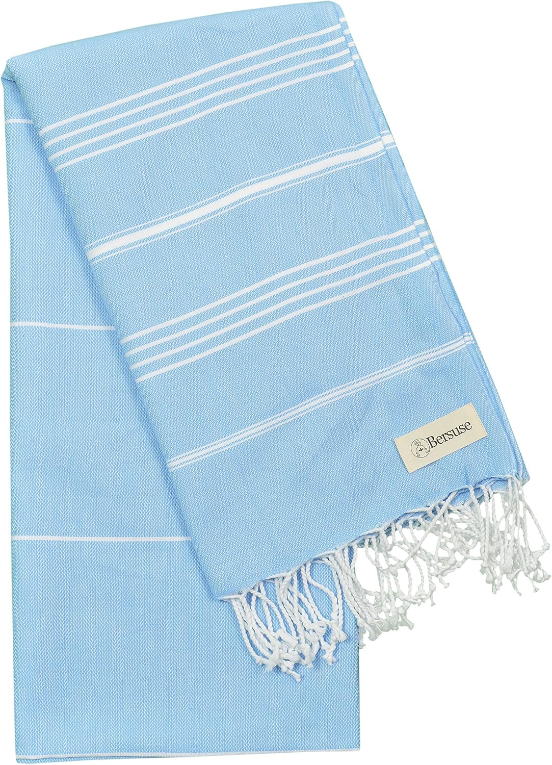 Bersuse 100% Cotton Anatolia Turkish Towel - 37X70 Inches, Blue - Forest Green image number 2