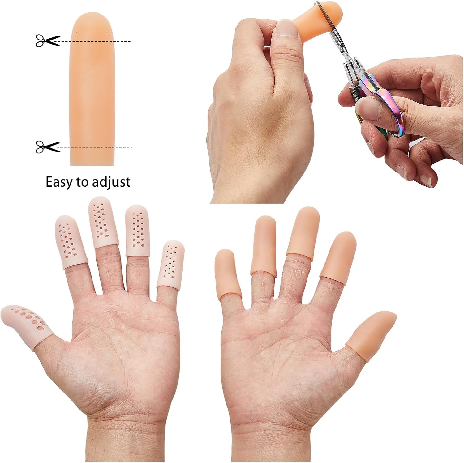 Gel Finger Protectors Silicone Fingertips Protection Finger Caps, Finger Cots Fingertip Bandages Band for Finger Arthritis, Finger Cracking Treatment Finger Pain Relief Thumb Protector，25 Pcs image number 4