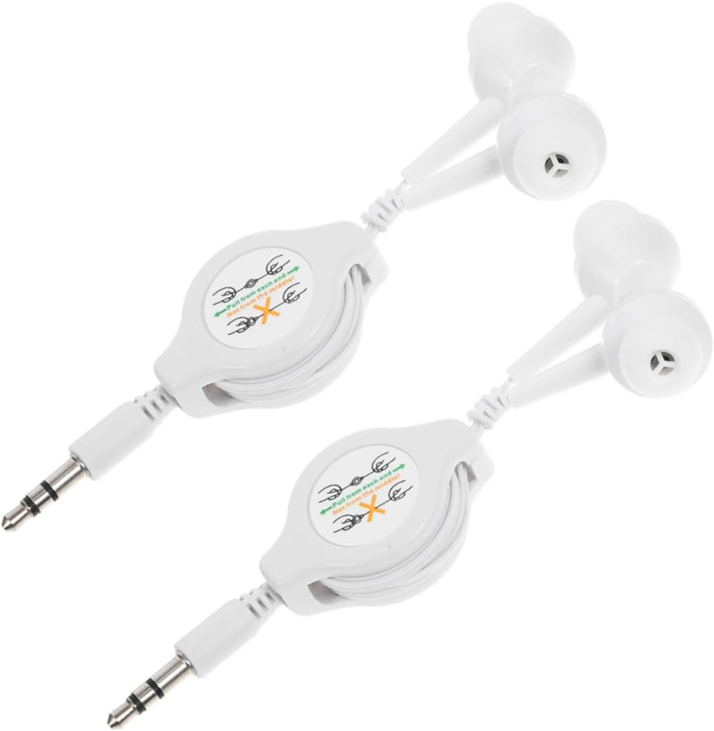 Kisangel 2Pcs Retractable Wire Ear Headphones In-Ear Earbuds Portable Lightweight Noise Reduction for Outdoor Travel Exercise image number 2