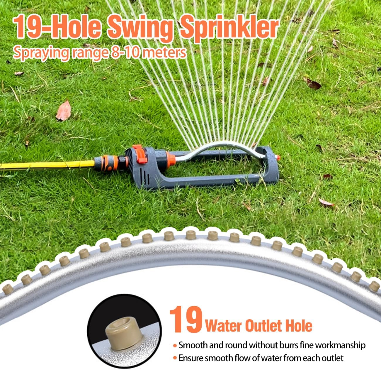 Garden Sprinkler,Oscillating Lawn Sprinkler Automatic 19 Hole 4 Mode Yard Water Sprinkler System with Quick Connectors for Watering Plants or Summer Outdoor Play image number 5