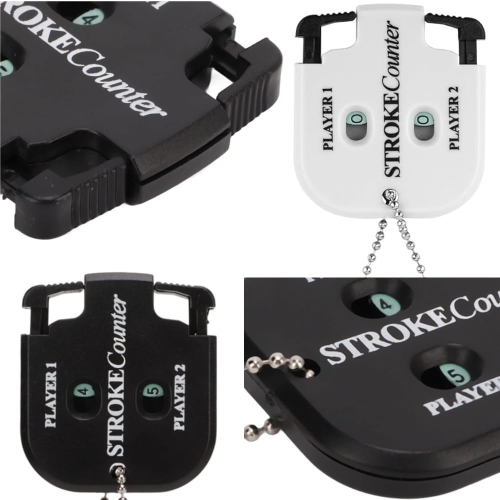 4 Pcs Counters with Keychain,Portable Mini Golf Stroke Counters,Manual Clicker with Reset Key and Keychain for Lightweight Scorekeep Tool,Counter for Golf（Black、White） image number 2