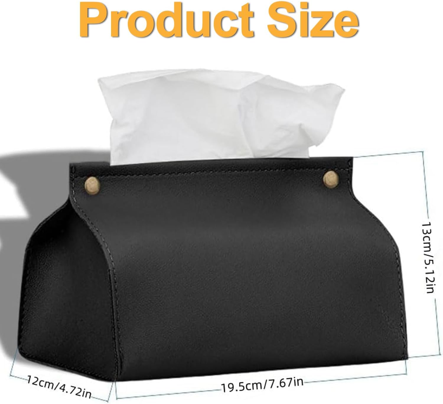 Leather Tissue Box Cover Holder, Refined Modern PU Leather Tissue Box Holder Rectangular Tissue Box Covers for Kleenex, Napkin,Organizer Tissue Holder for Bathroom Car Home Office image number 5