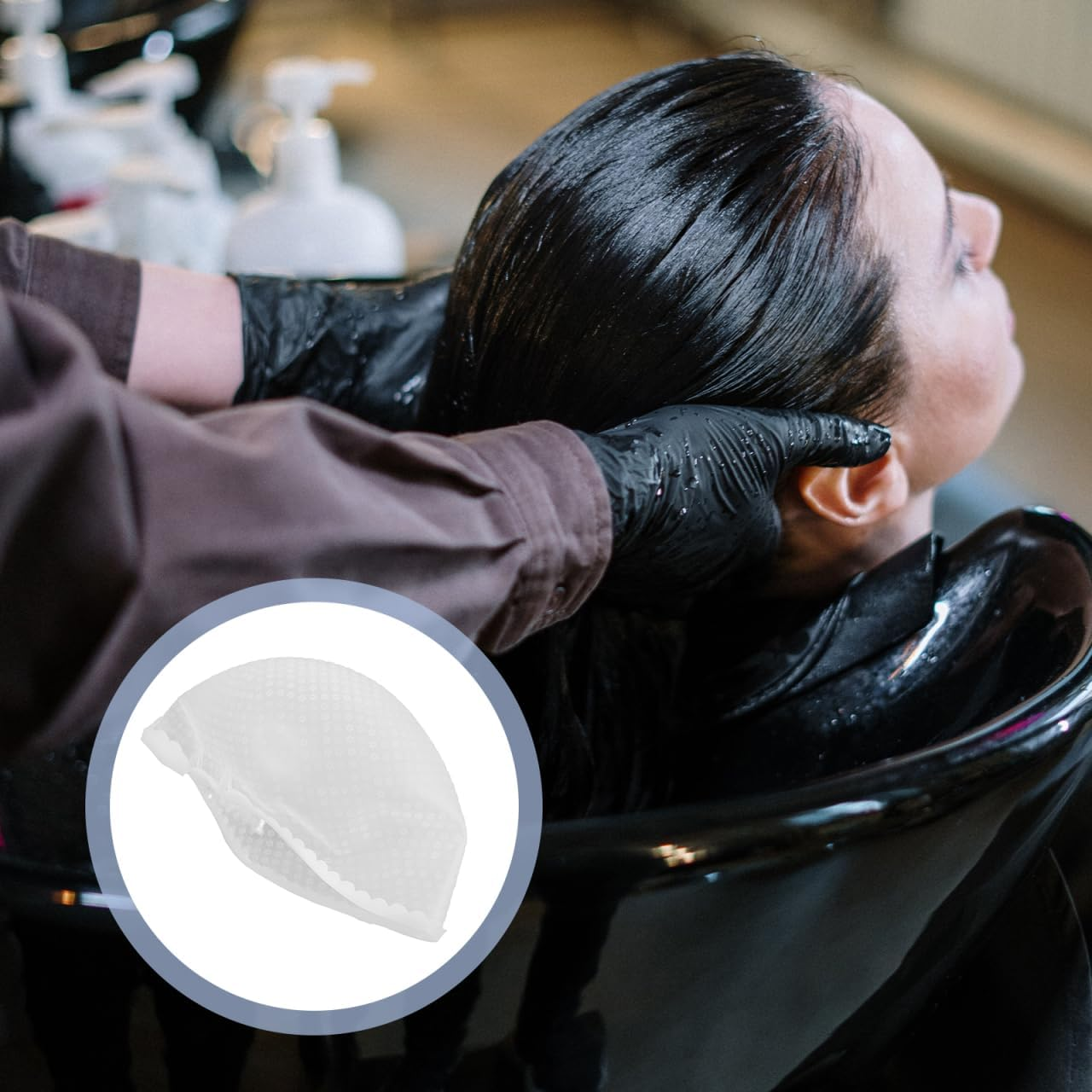 Anneome Reusable Silicone Highlight Cap with Holes for Effortless Hair Dyeing Stylish Hair Dye Hat for Highlights and Care Treatments for Hairdressers and Home image number 5