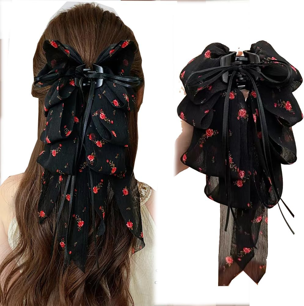 Hair Clips with Claw Clip, Chiffon Strap Ponytail, Hair Band, Butterfly, Hair Accessories for Women and Girls (Pack of 1) image number 1