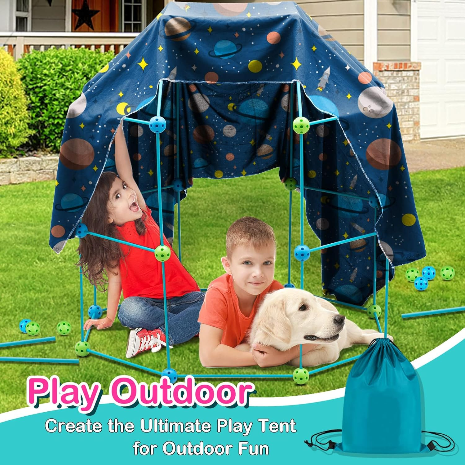 Kids Fort Building Kit 120 Pieces Construction STEM Toys for 5 6 7 8 9 10 11 12 Years Old Boys and Girls Ultimate Forts Builder Gift Build DIY Educational Learning Toy for Indoor & Outdoor image number 5