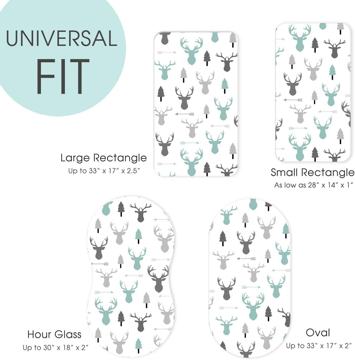 Stretch Ultra Soft Fitted Bassinet Sheet Set 2 Pack，Universal Cradle Sheet Set for Rectangle, Oval, or Hourglass Bassinet Pad/Mattress,Grey Bear for Boys - Aqua Green image number 6