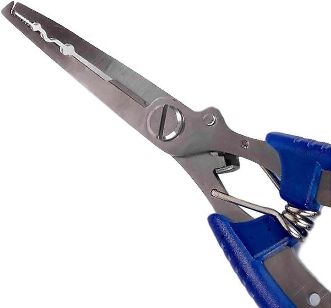 NUZAMAS Stainless Steel Blue Fishing Pliers - Curved Crimper Line Cut Anti-Rust Fish Catcher Control Gear image number 4