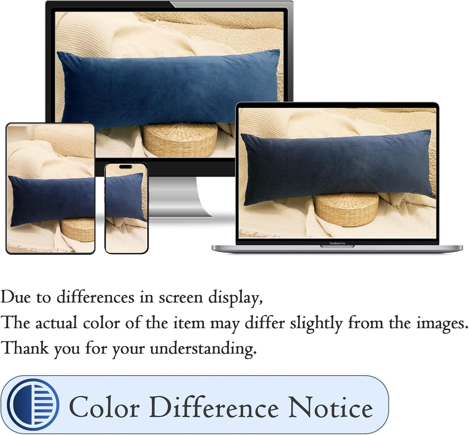 Luxurious Velvet Pillow Cover 14X36 Inch, Soft Solid Decorative Lumbar Pillow Cover Elegant Decor Cushion Case for Couch Sofa Bed Living Room, Dark Blue, Pack of 1 (Cover Only) image number 3
