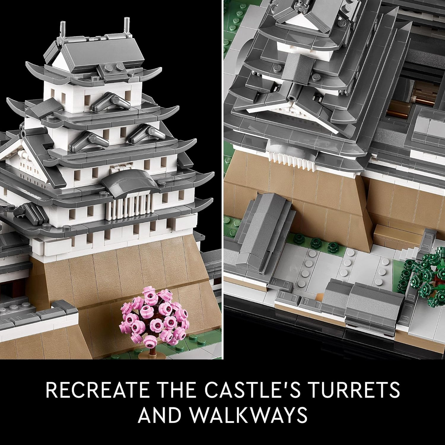 LEGO Architecture Himeji Castle, Collectible Model Building Kit for Adults, Idea for Fans of Creative Gardening and Japanese Culture, Relaxing 3D Puzzle or Desk Toy with Cherry Blossom Trees 21060 image number 4