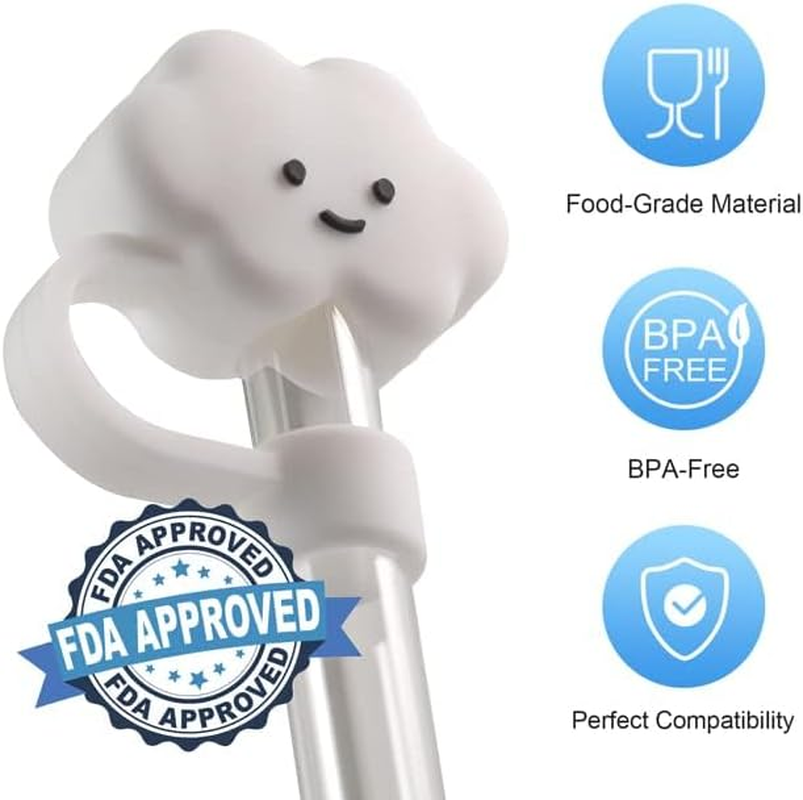 6Pcs Straw Cover Cap for Stanley Cup, Silicone Straw Topper Compatible with Stanley 30&40 Oz Tumbler with Handle(Cloud) image number 5