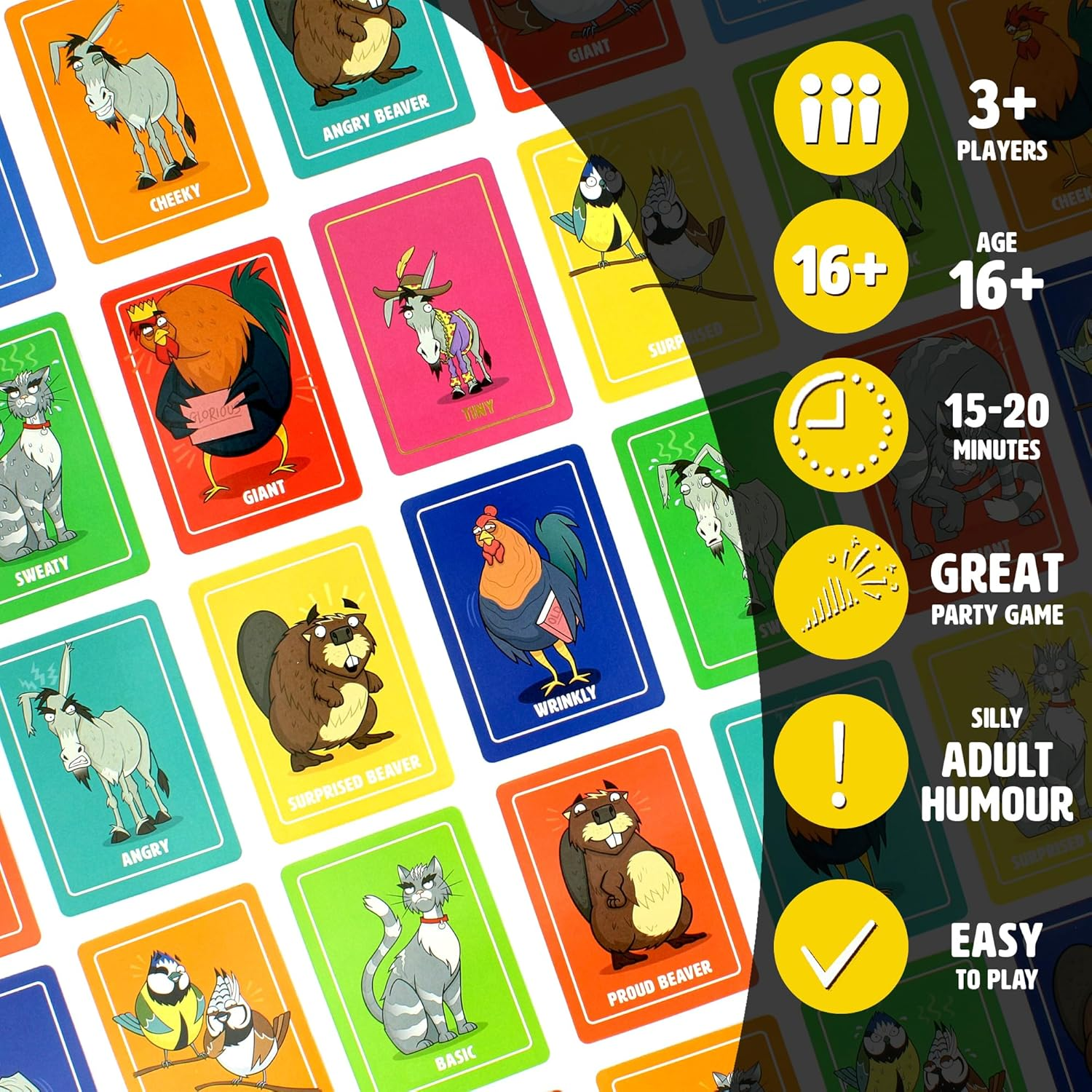 Ginger Fox - Giant Beaver Tiny! Card Game, Hilarious Card Games for Adults, Naughty Adult Party Games for Family Game Night, Fun Animal Games for 2+ Players, Ages 16+