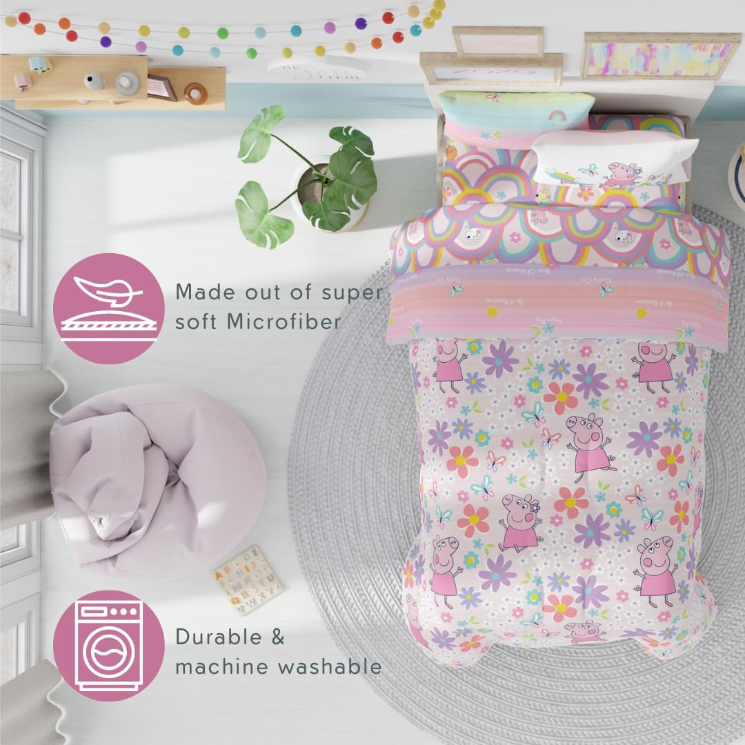 Franco Peppa Pig Kids Bedding Super Soft Comforter and Sheet Set with Sham, 5 Piece Twin Size, (Officially Licensed Product) image number 6