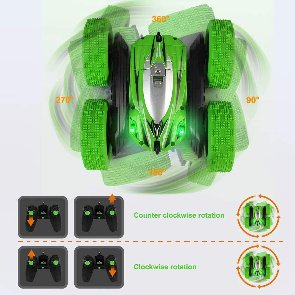 Boy-Toys-Remote-Control-Car-Rc-Cars: Transform Stunt Trucks with 4 Battery 2.4Ghz Controller and 4 WD, Double Rotating Vehicles 360&deg; Flips, Kids Birthday Gifts for Age 5 and up Year Old Boys & Girls image number 3