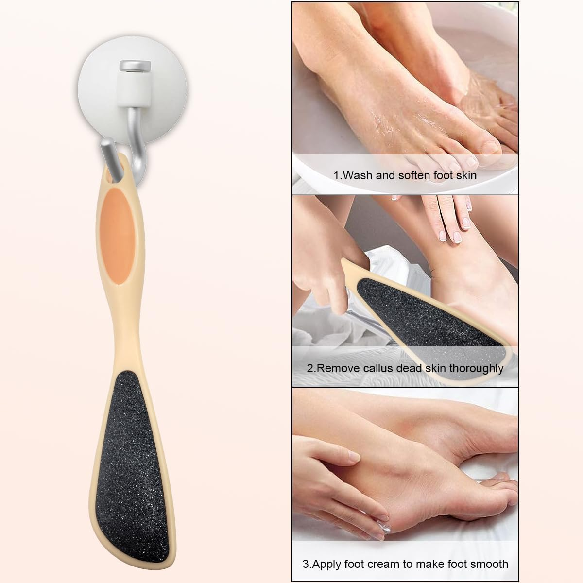 Ruayia Callus Remover Double-Sided Foot Scraper, Callus Remover, Dead Skin Callus Remover, Feet Callus Shaver for Foot and Hand, Callus Removal on Wet and Dry Feet - Pink image number 2
