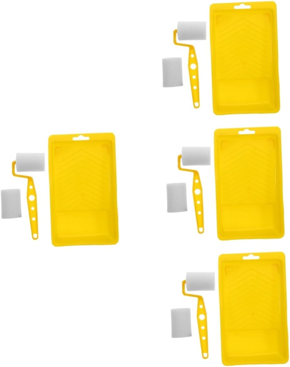 VICASKY 4Sets Portable Paint Roller Sponge for Wall Ceiling and Furniture Painting Tool for Boys and Girls Art Projects Handle Kit image number 3