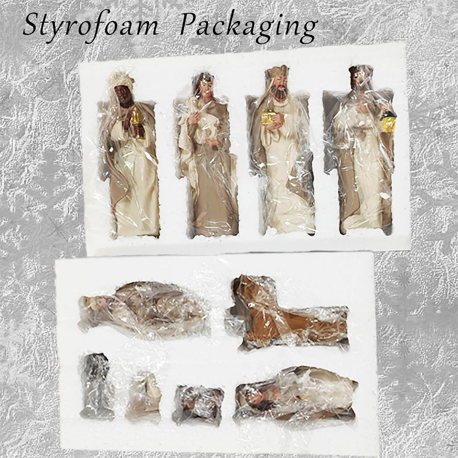 Meritmode Nativity Sets for Christmas Indoor, 10 Pcs Nativity Scene Statues Including Baby Jesus, Mary and Joseph, Suitable for Religious Decor and Interior Home Decor Brown 4.8Inch image number 6