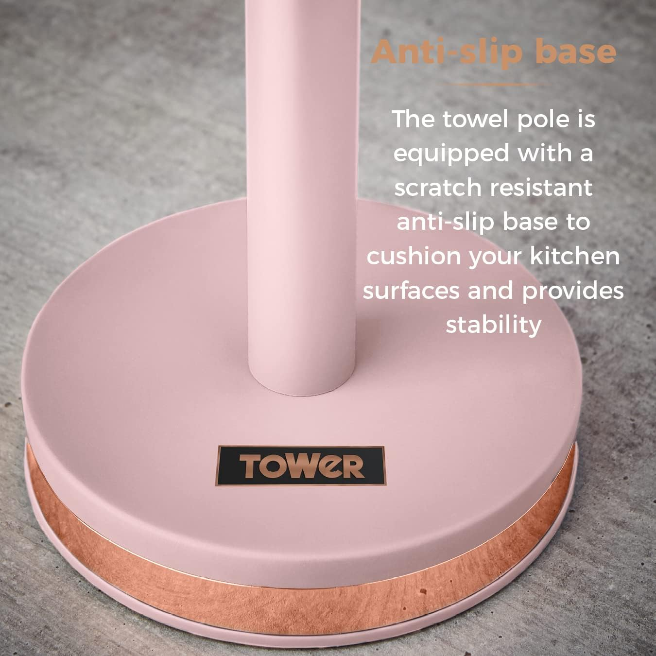 Tower T826133PNK Cavaletto Towel Pole Kitchen Roll Holder with Soft Underliner, Marshmallow Pink and Rose Gold - Midnight Blue image number 6