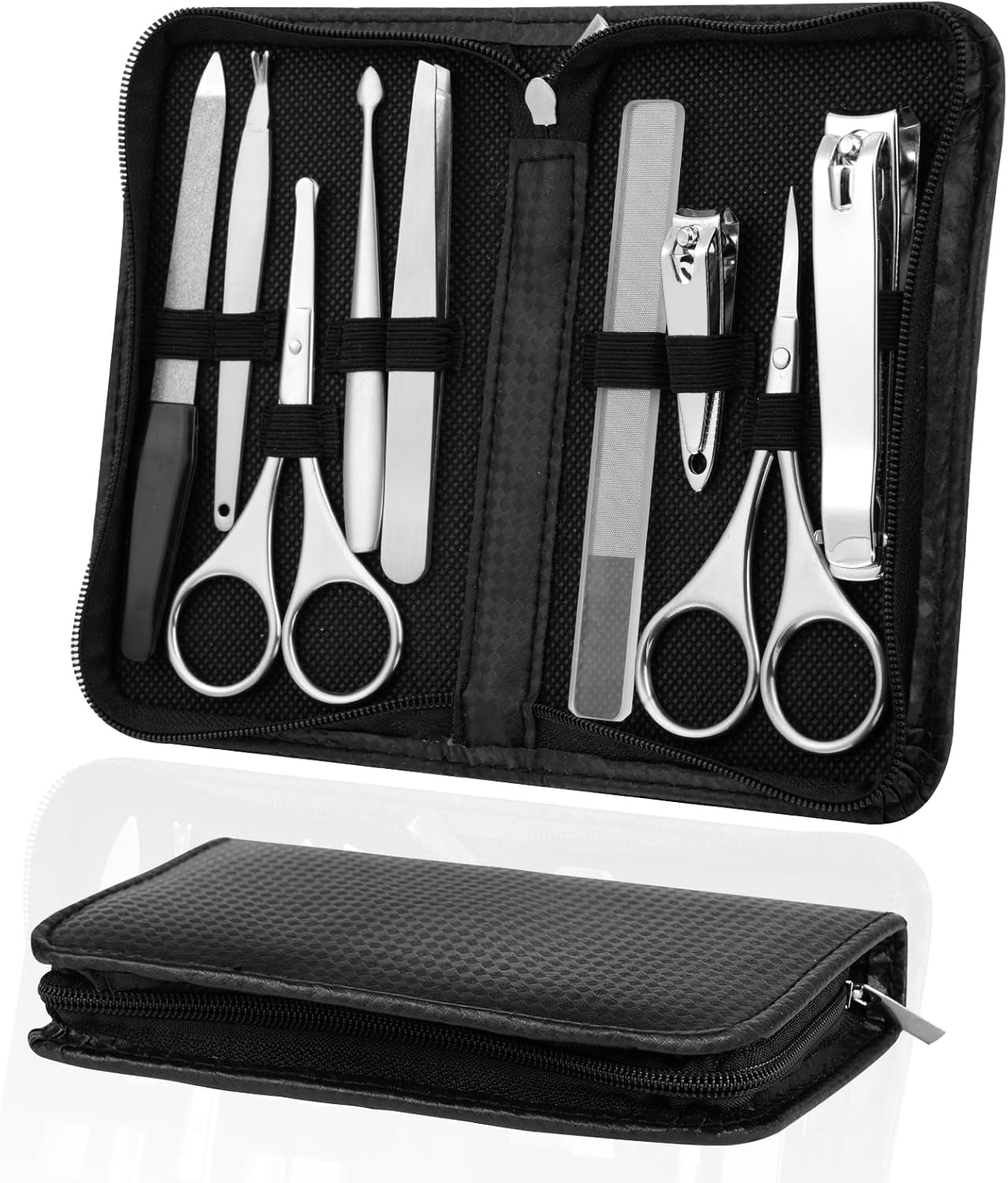 AYBUY Manicure Set, 9Pcs Nail Clippers Pedicure Kit, Portable Nail Trimming Set,Stainless Steel Grooming Tools with Fine Leather Case, Professional Tools Gift for Men Women Friends and Parents image number 5