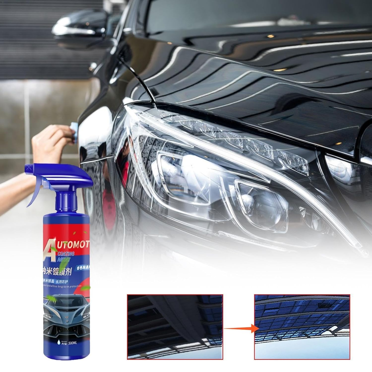 Ceramic Coating Maintenance Spray,Professional Paint Sealant Rapid Car Wax Polish Ceramic Spray Coating | 500Ml Rapid Car Wax Polish For, Trucks, Motorcycles image number 4
