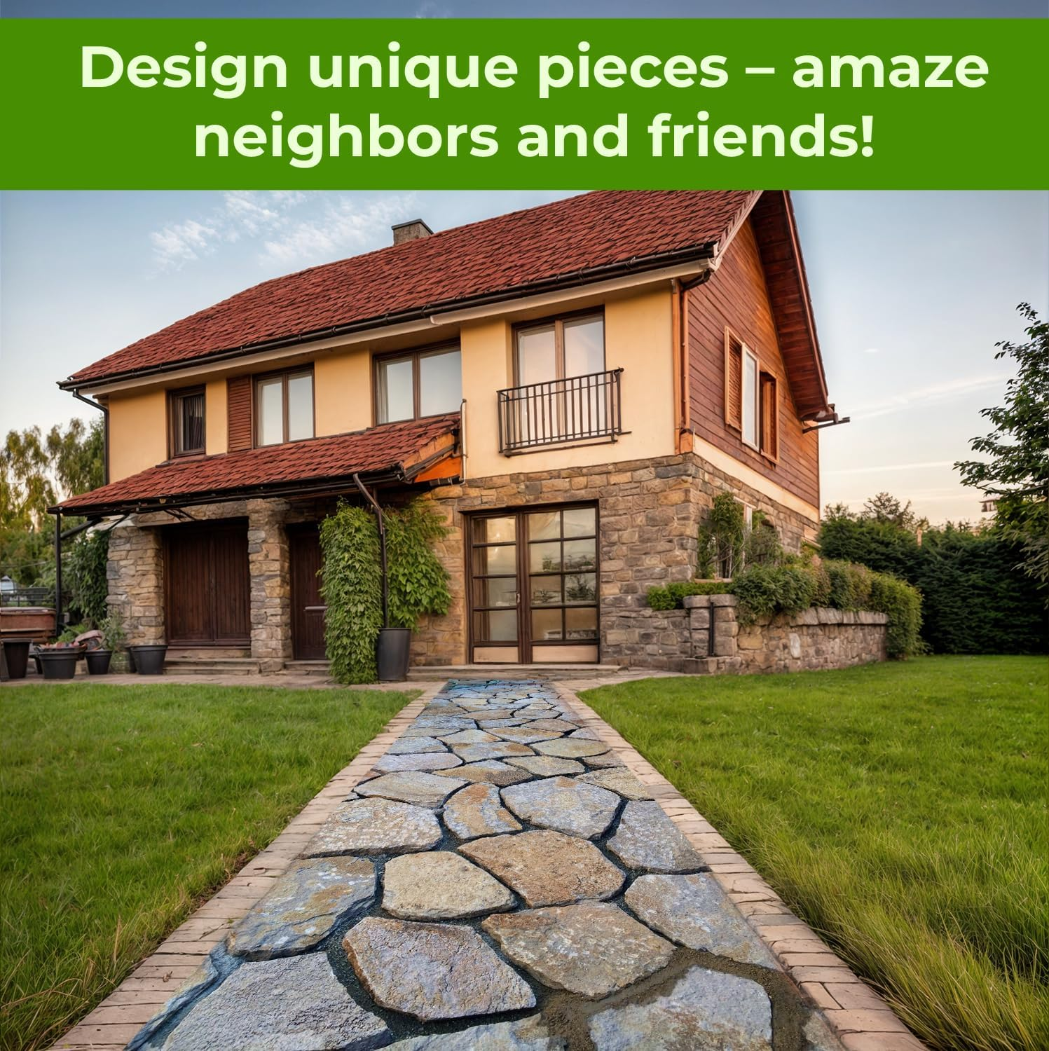 Betonex 6 Pcs Flagstone Molds ABS 2Mm Cement Mold - Reusable Paver for DIY Stepping Stone - Casting Pathmaker Garden Pathmate Pavement Precast Concrete Forms and Walkway image number 1