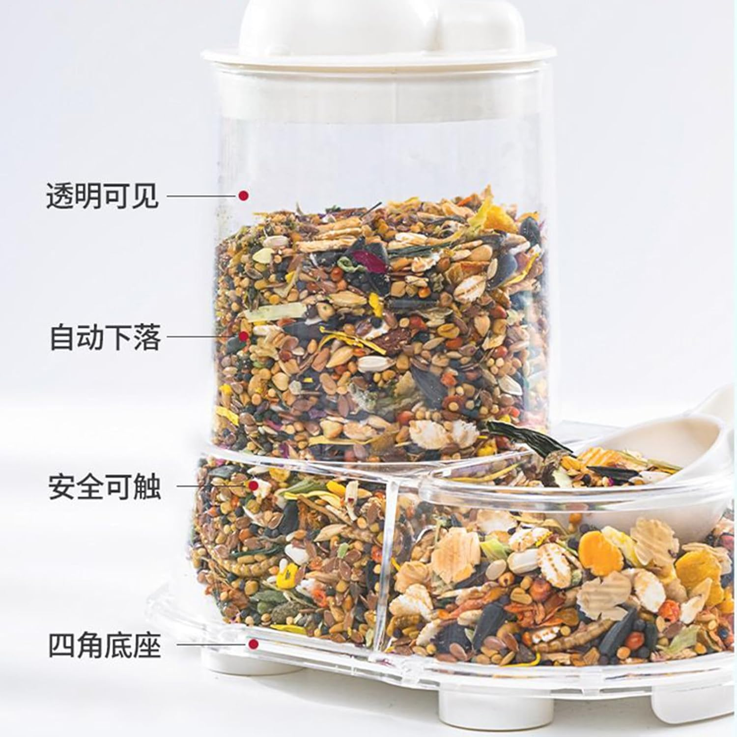 Gihioue Hamster Automatic Feeder, Food Dispenser with Water Bottle Holder, Large Capacity Feeder for Hamsters, Guinea Pigs, Rabbits, Dwarf and Other Small Animals image number 4