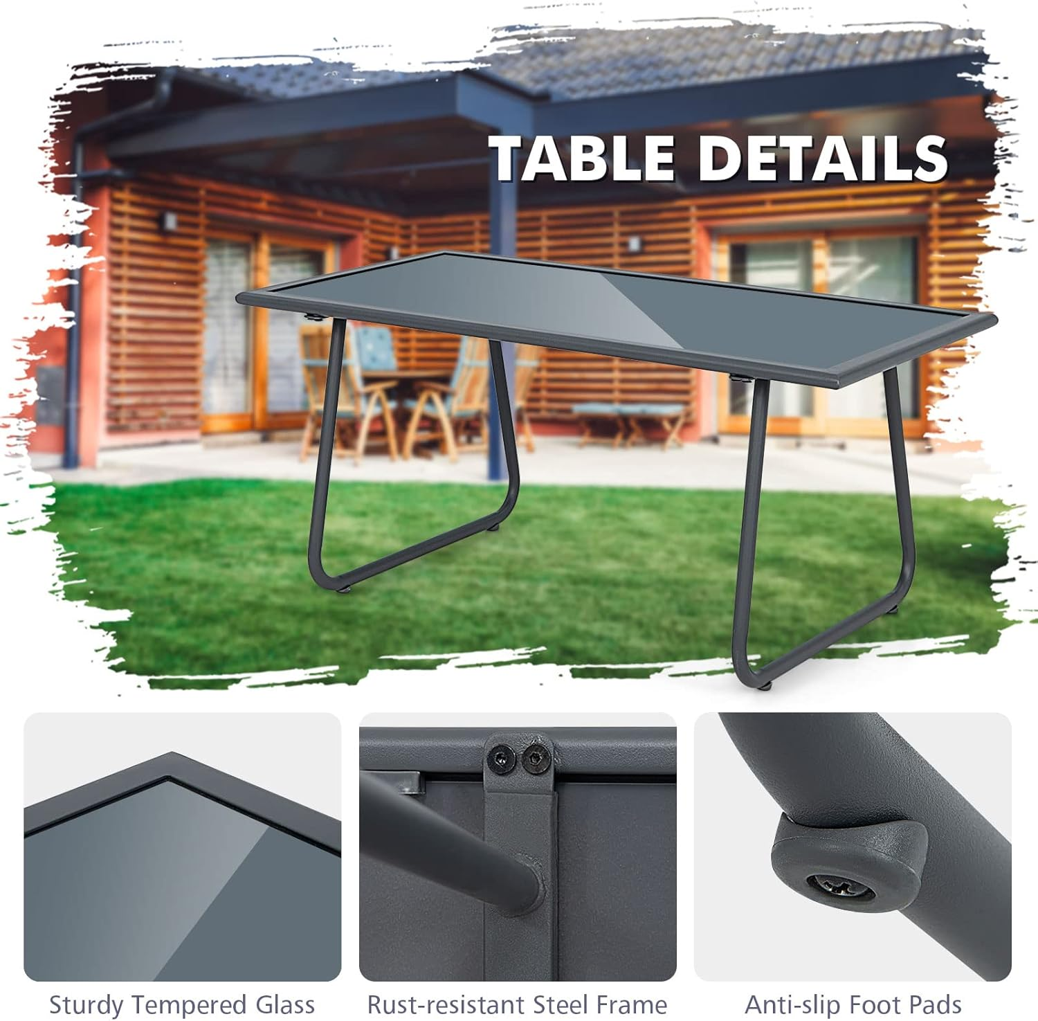 Costway 4-Piece Metal Patio Furniture Chat Set Outdoor Conversation Table Garden image number 5