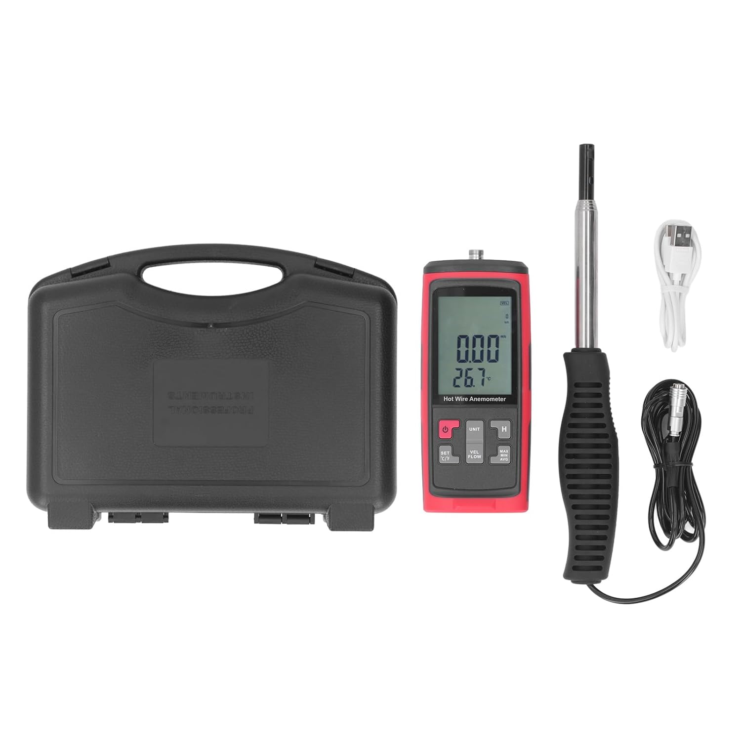 Jiawu Wind Speed Meter, HD Anemometer Digital Display with Temperature Humidity Measurement for Offshore Operations Air image number 4