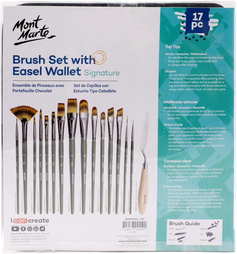 Mont Marte Artist Brush Set with Easel Wallet (17 Pieces) image number 5