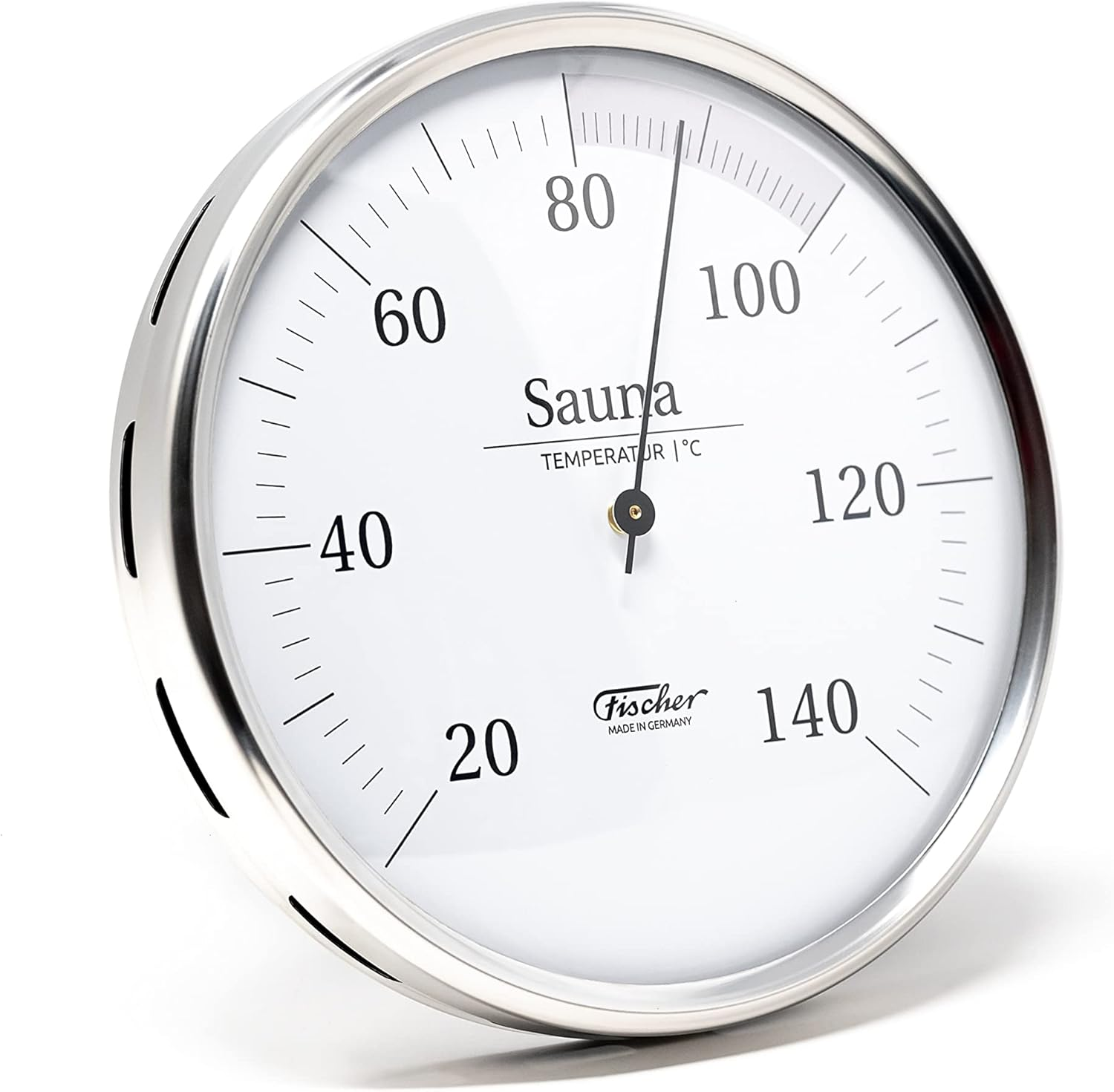 Fischer 197.01 Sauna Thermometer 130 Mm Sauna Bimetal Thermometer Stainless Steel Made in Germany image number 4