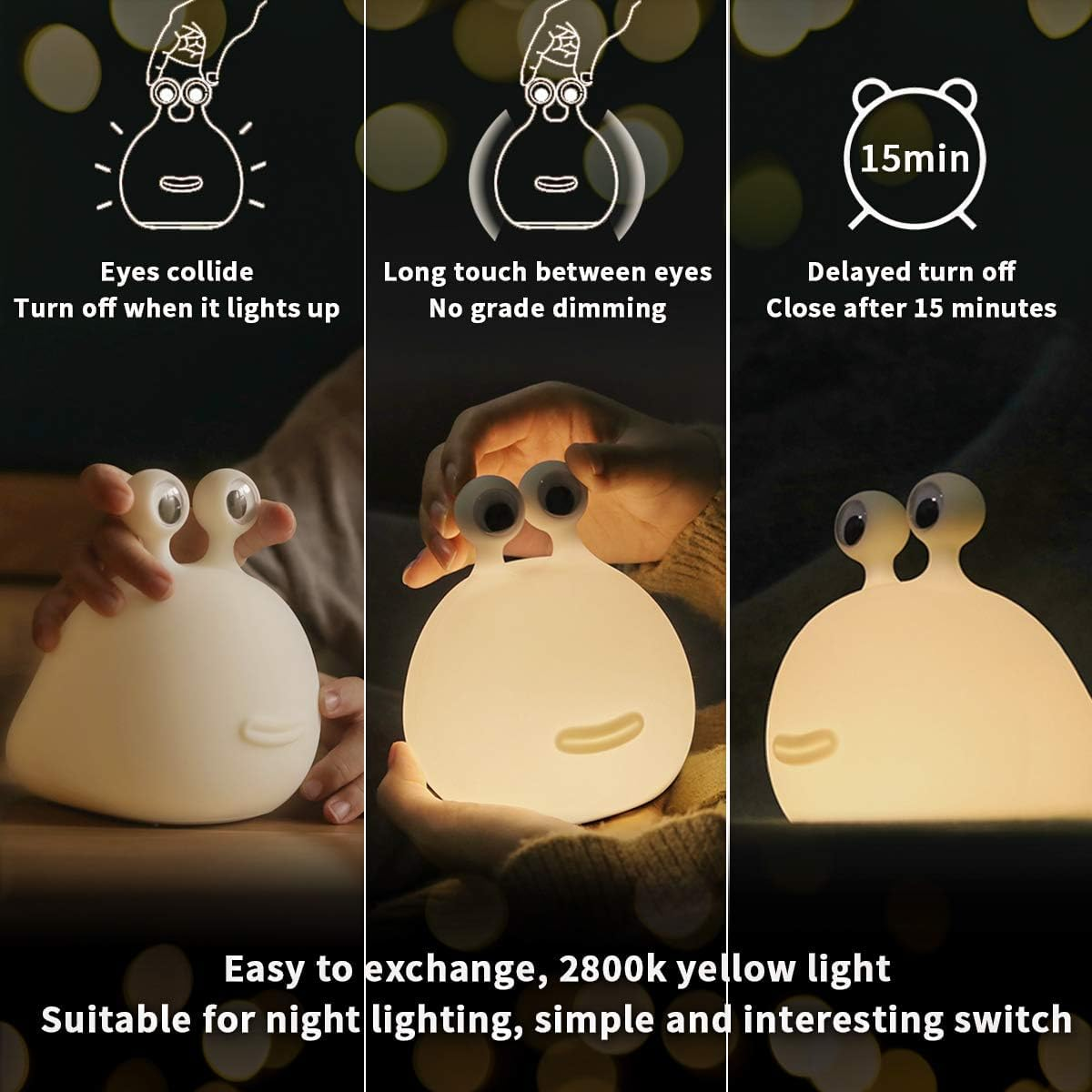 MUID Original Authentic Slug Night Light, Nursery Squishy Lamp, Silicone Light for Classroom, Cute Animal Bedside Lamp for Baby Kids Teens, Soft Light for Bedroom Breastfeeding. image number 5