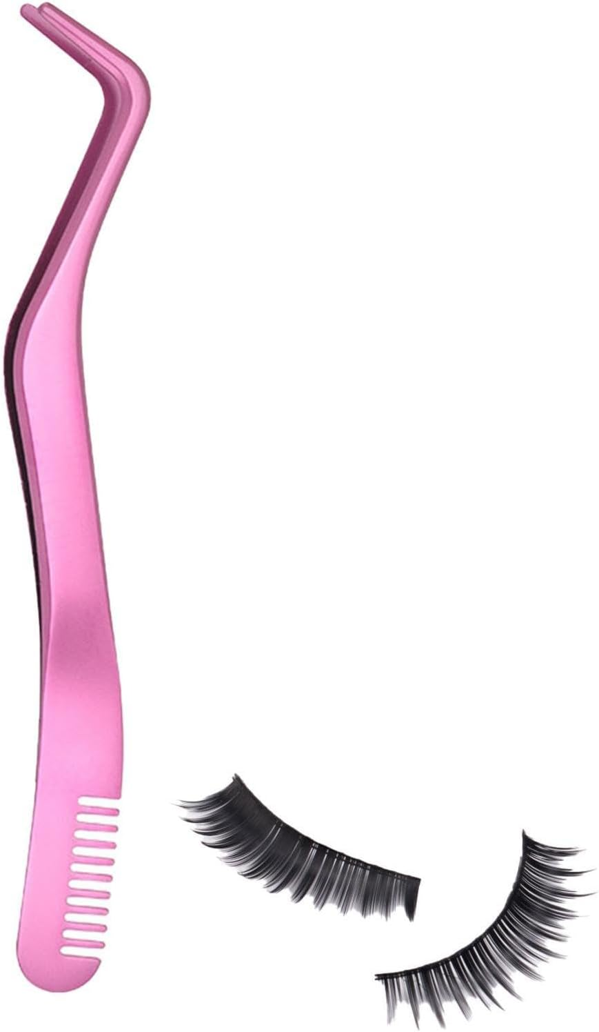 Curved Tweezers for Lashes - Stainless Steel Eyelash Extension Tweezer | Comb and Clusters | Lash Applicator Tool for Women | Eyelash Applicator Tool | Professional Eyelash Extension Tools