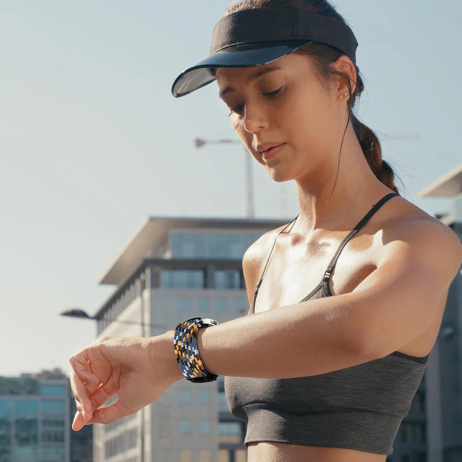 20Mm Braided Solo Loop for Samsung Galaxy Watch 7 FE 6 5 4 40Mm 44Mm/Watch 6 4 Classic Band 42Mm 46Mm 43Mm 47Mm/Galaxy Watch 5 Pro Band 45Mm/Active 2,Parachute Buckle Elastic Soft Nylon Sport Band - Chartreuse image number 7