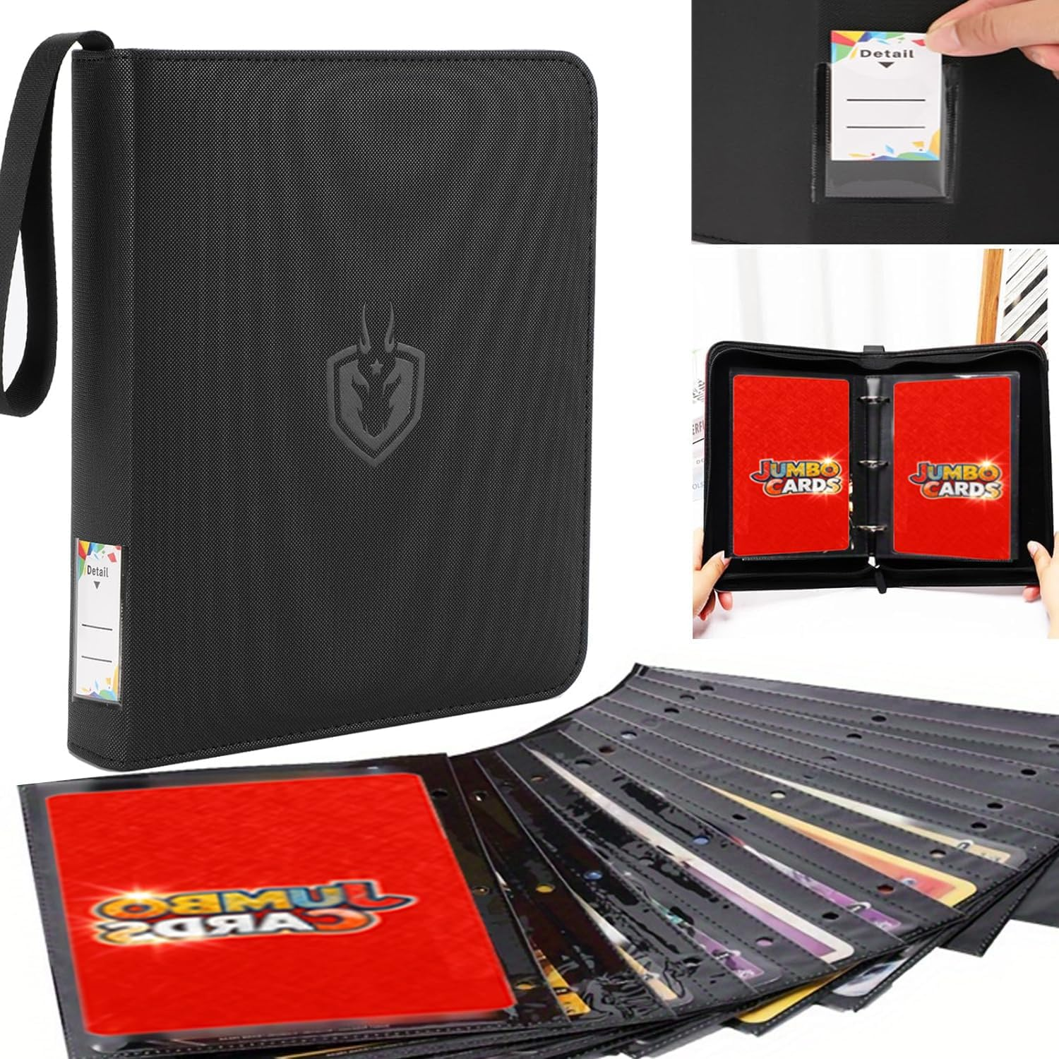 Jumbo Card Binder with 100+Sleeves Fit XL Oversized Jumbo Cards - Premium Penny Sleeves,3-Ring Jumbo Card Binder for Oversized Cards 5.9 X8.1 Inch. image number 6