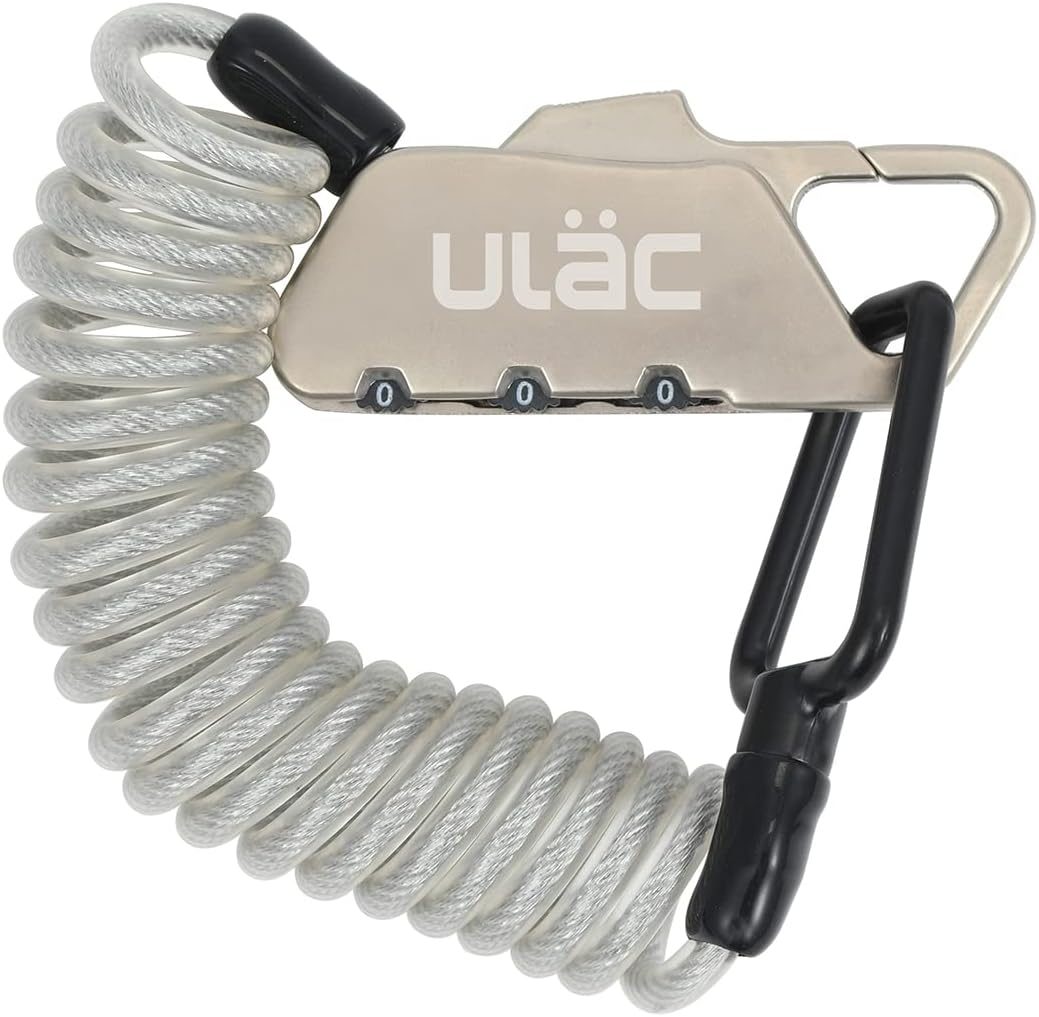 ULAC Piccadilly LTD Mini Combination Cable Lock, Helmet Lock for Bike, Bicycle, Motorcycle, E-Scooter; Small Portable Padlock for Gym Locker, Baby Stroller, Suitcase, Luggage, Gate and Fence(Silver) - Bumblebee image number 3