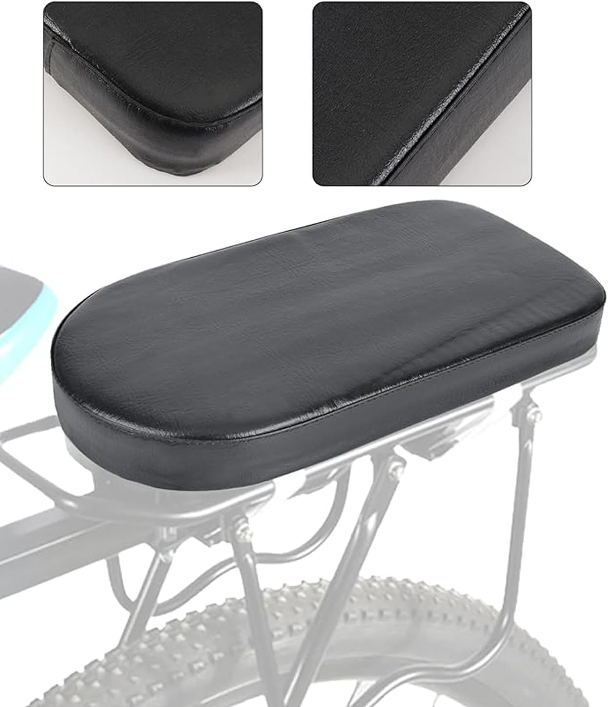 Comfortable Leather Bike Seat Cushion with Chain Guard: Padded Bicycle Saddle Replacement for Adults and Children - Universal Fit Back Seat Pad for Bicycles image number 2