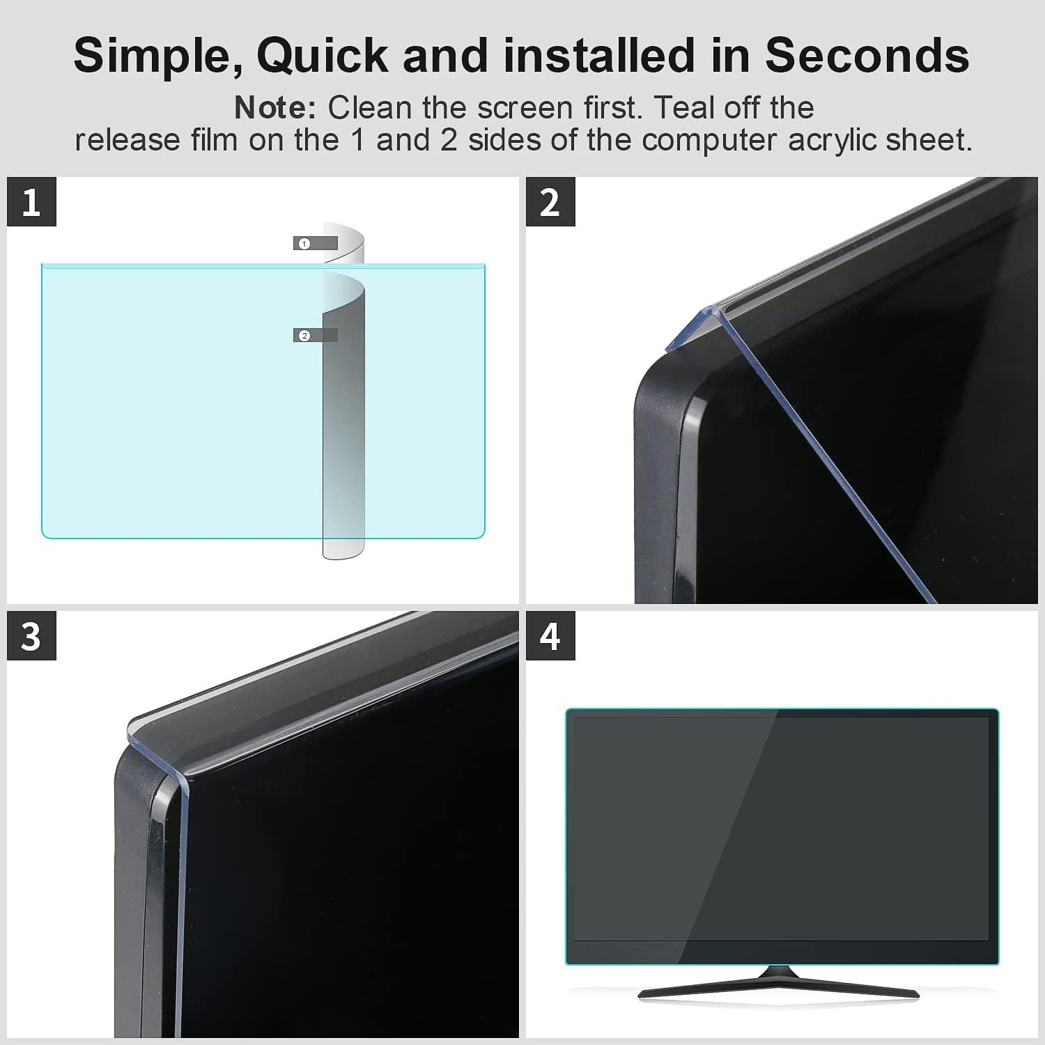 Blue Light Blocking Screen Protector Panel for 27 Inch Diagonal LED PC Monitor Anti-Uv Eye Protection Filter Film - Widescreen Monitor Frame Hanging Type image number 5