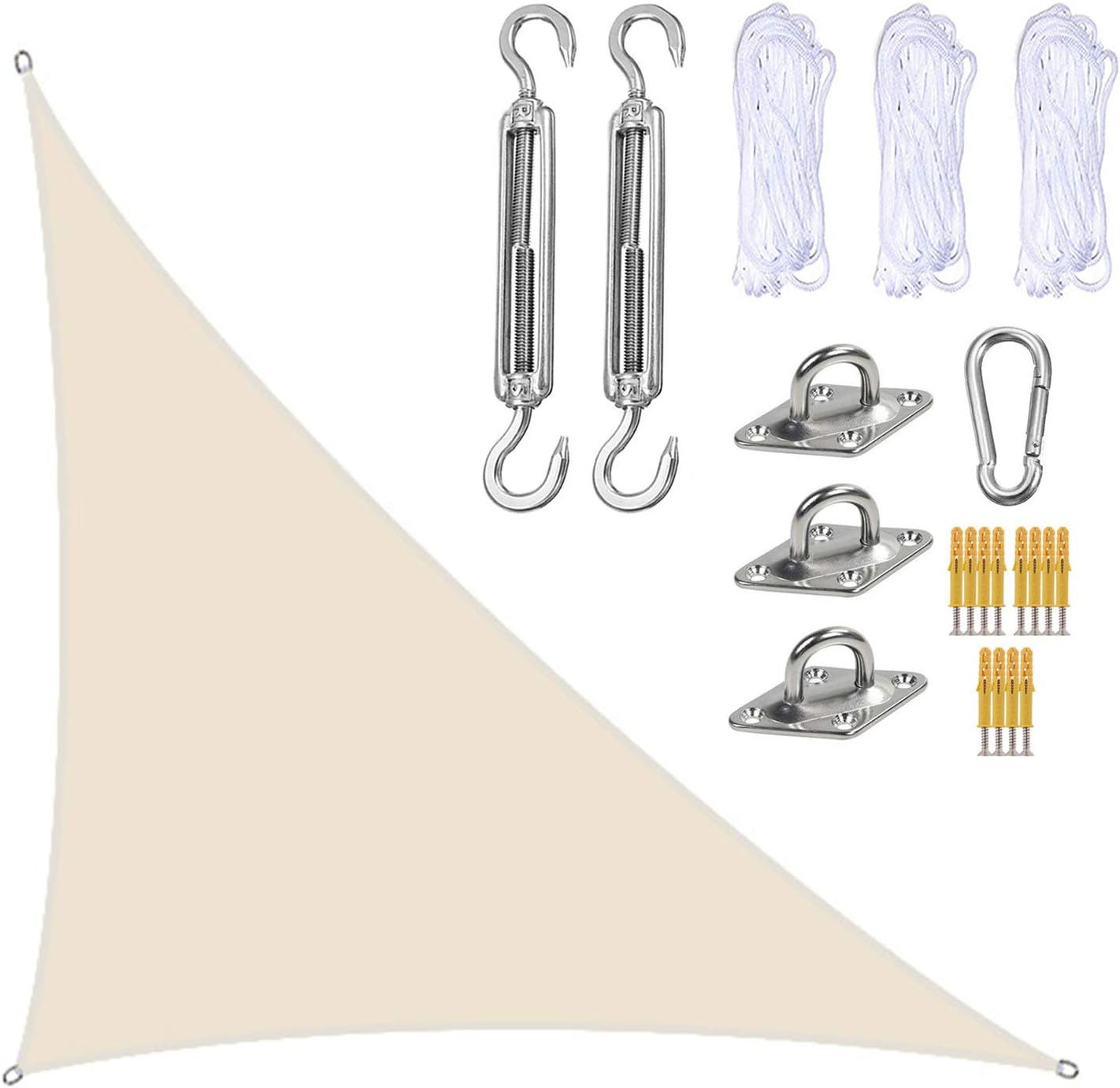 Marooma Sun Shade Sail, 4 X 4 X 5.7 M Triangle Sun Sail Shade Garden Sail Canopy with Fixing Kit, Right Angle Garden Shade Sails Sunshade Awnings for Outdoor Garden Patio