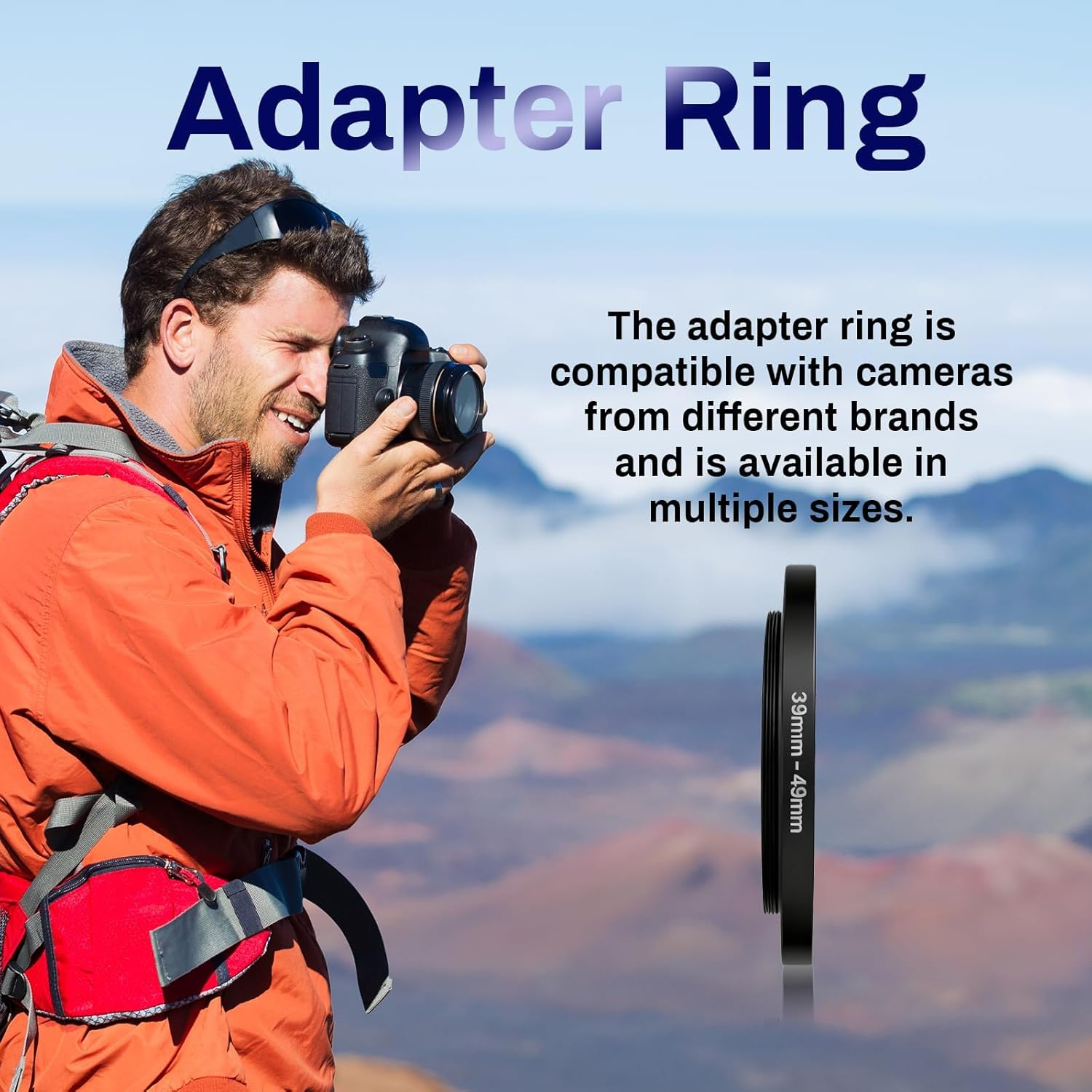 39Mm to 49Mm Lens Filter Adapter Ring, Metal Step up Ring Adapter Filter Stepping Rings Fits 39Mm Lens to 49Mm Dslr/Digital Cameras & UV/CPL/ND Filters