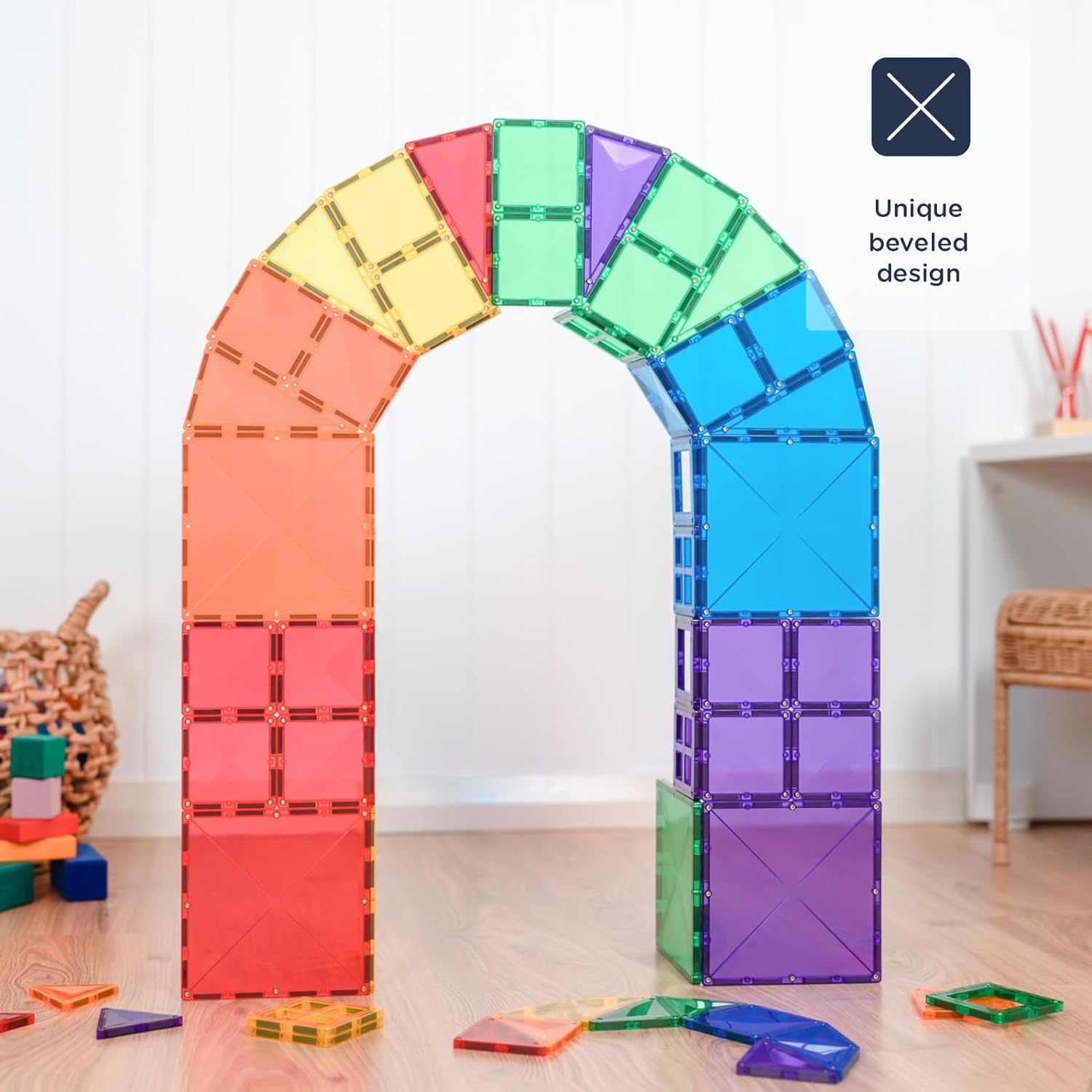 CONNETIX Magnetic Tiles Rainbow Starter Pack, 60 Pieces image number 3