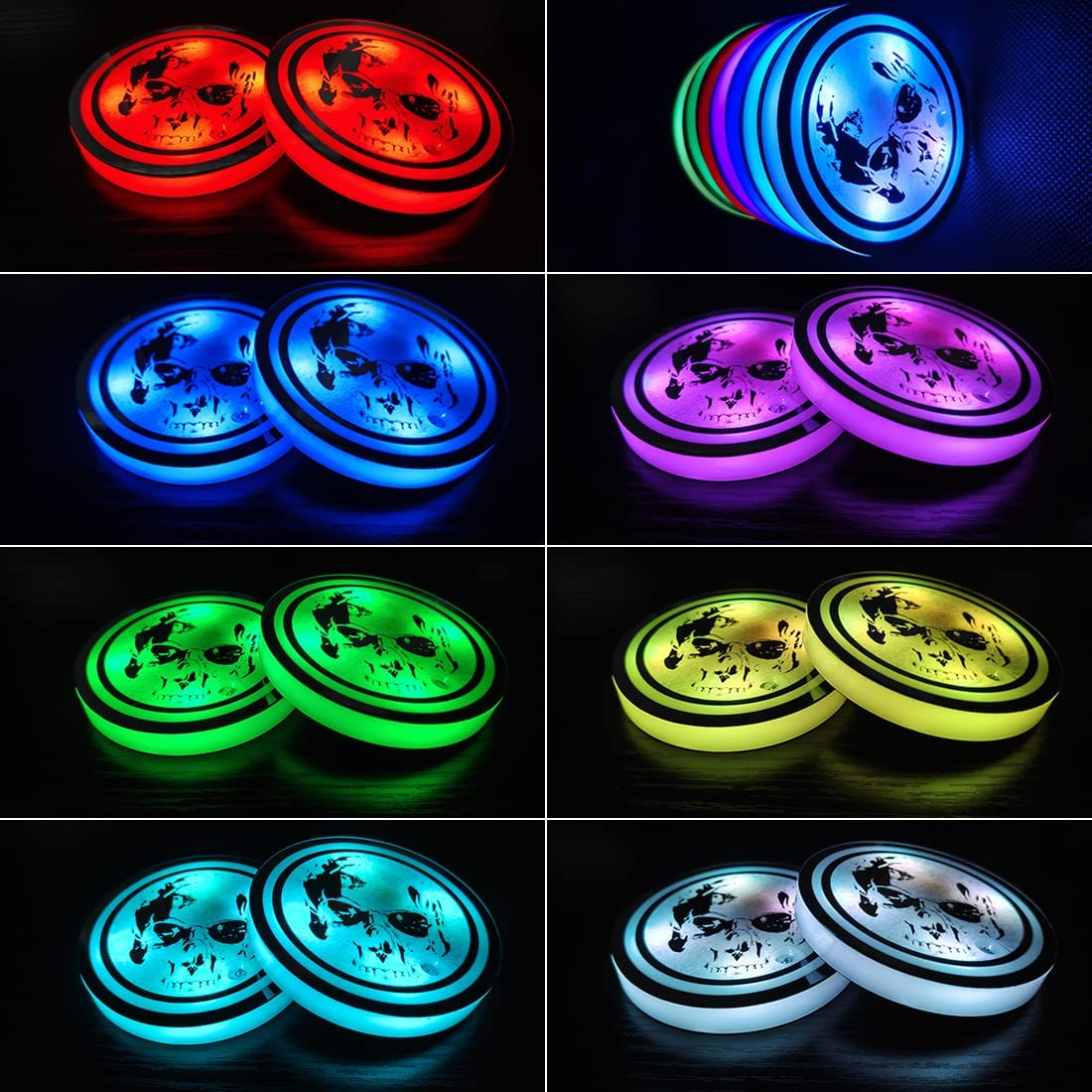 2 PCS LED Car Cup Holder Lights,Usb Charging Car Coasters with 7 Colors Luminescent Light Cup Pad,Decoration Atmosphere Light image number 2